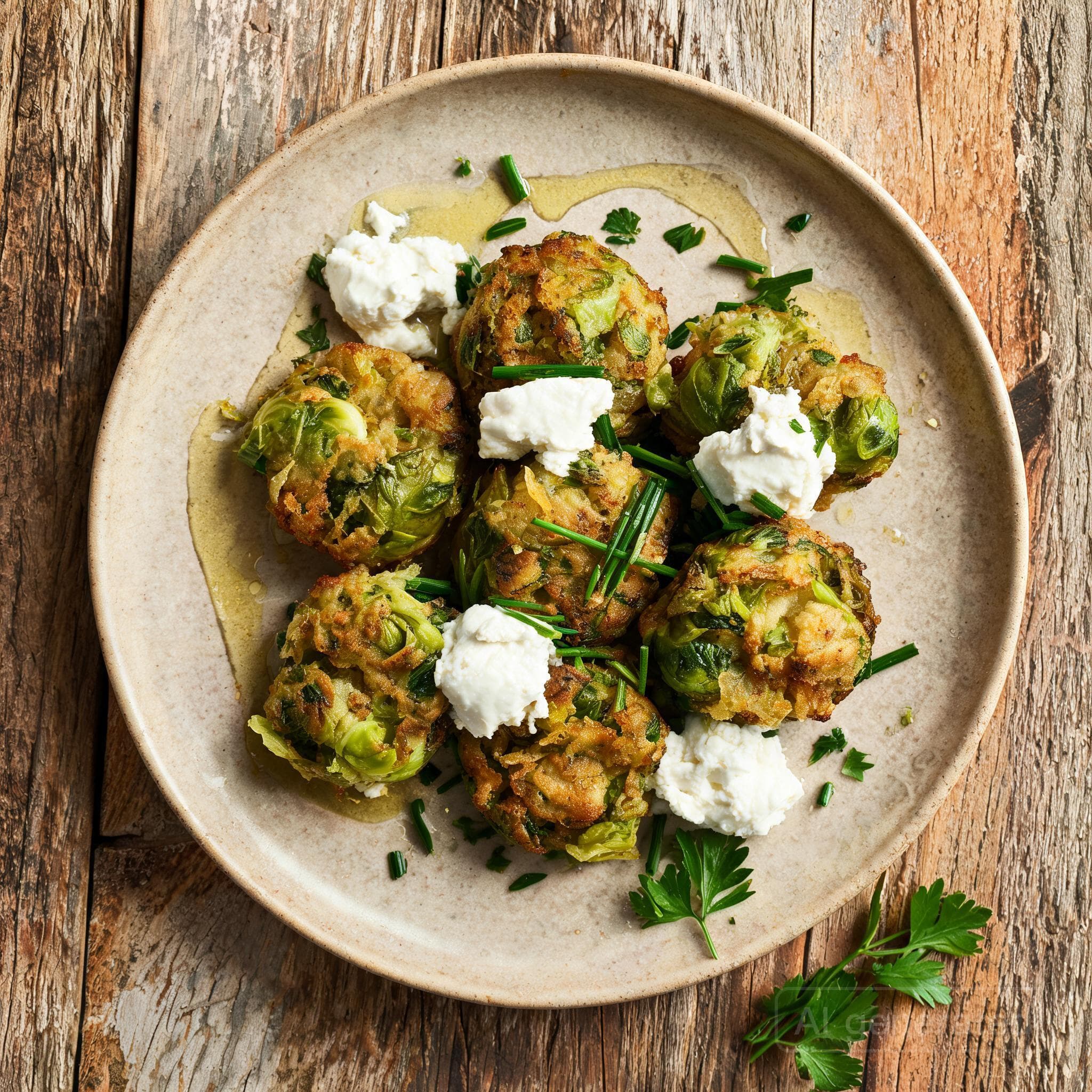Knusprige Rosenkohl-Puffer mit Ziegenkäse
