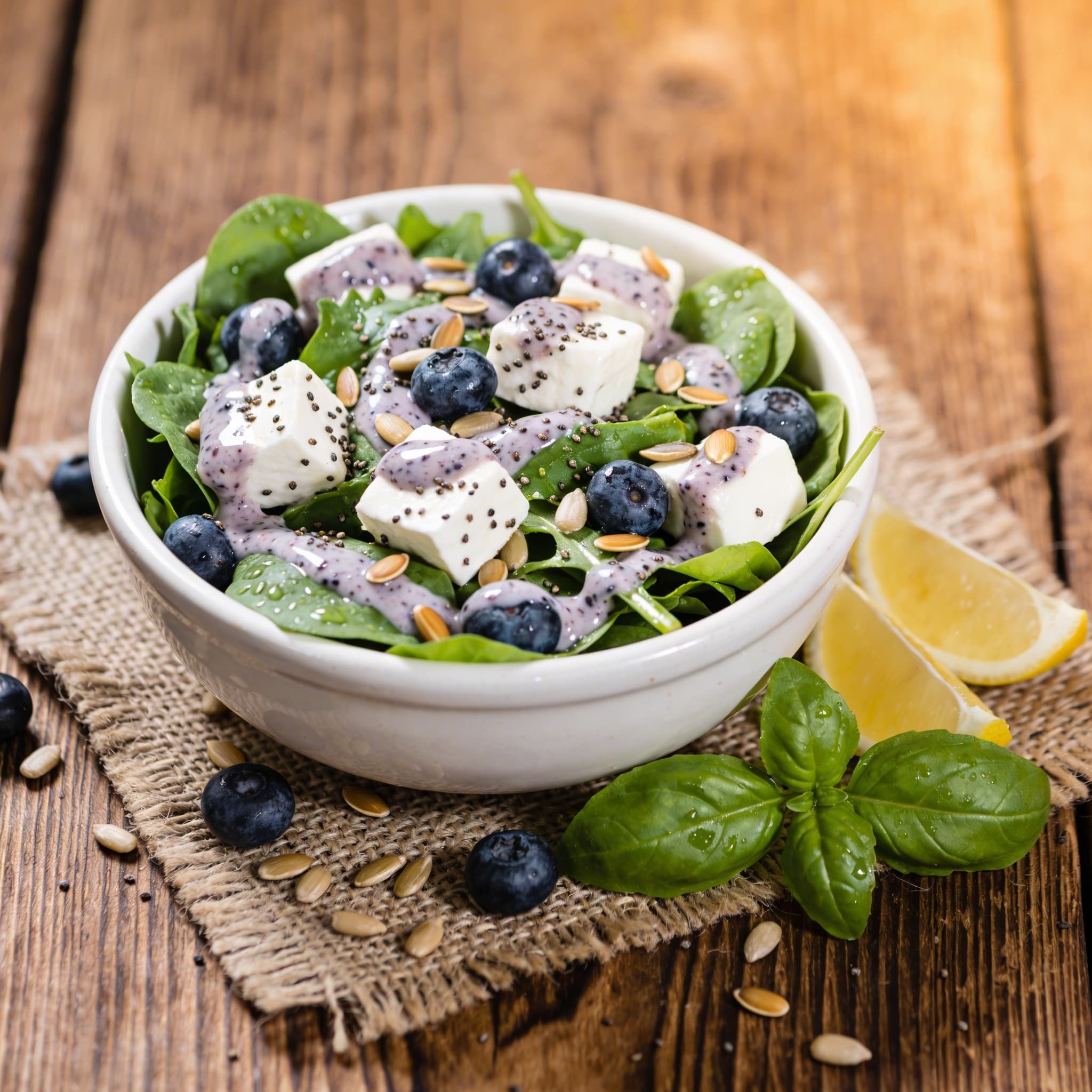 Sommersalat mit Blaubeer-Dressing