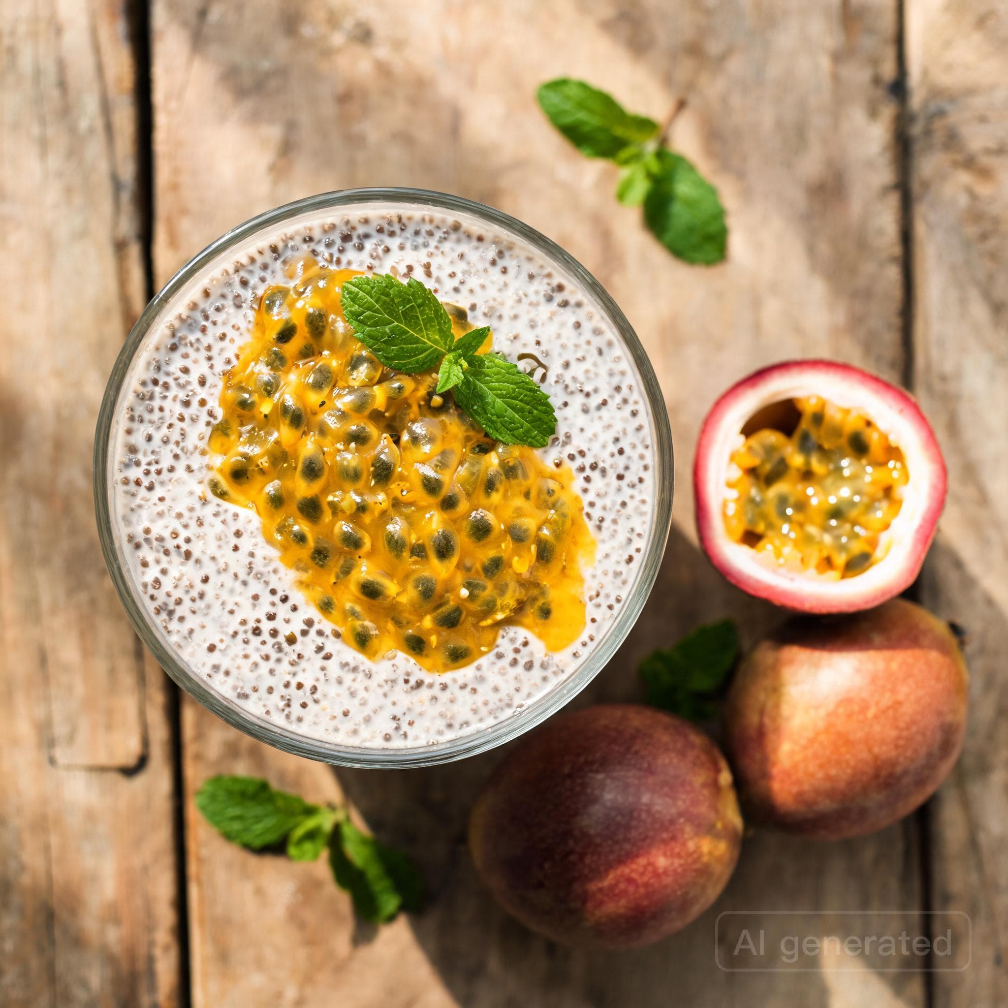 Tropischer Passionsfrucht-Chia-Pudding