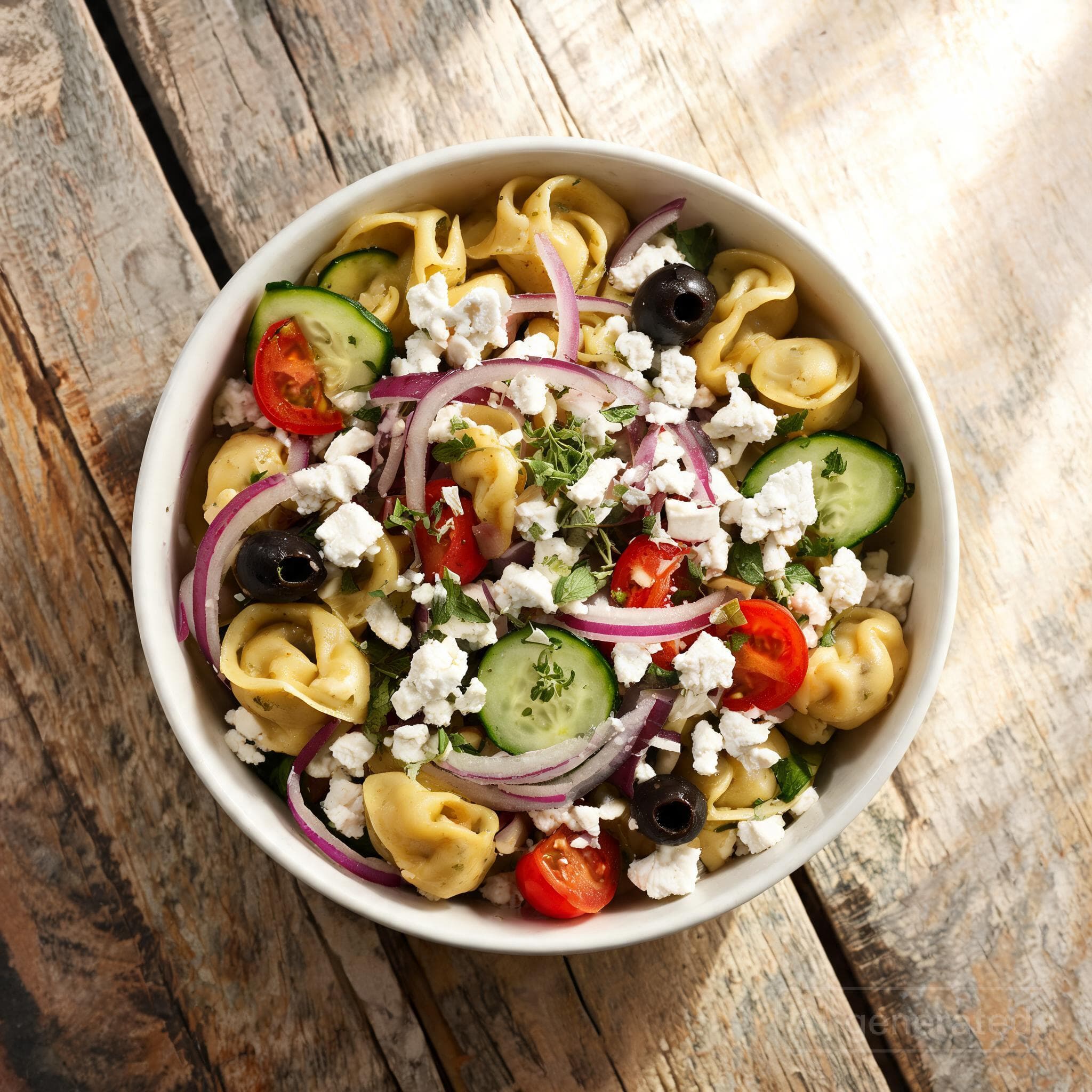 Griechischer Tortellinisalat mit Feta