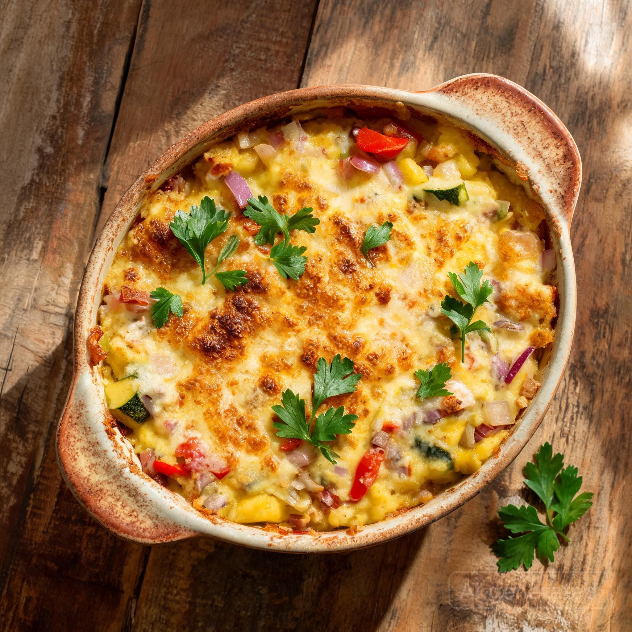 Herzhaftes Polenta-Gratin mit Gemüse