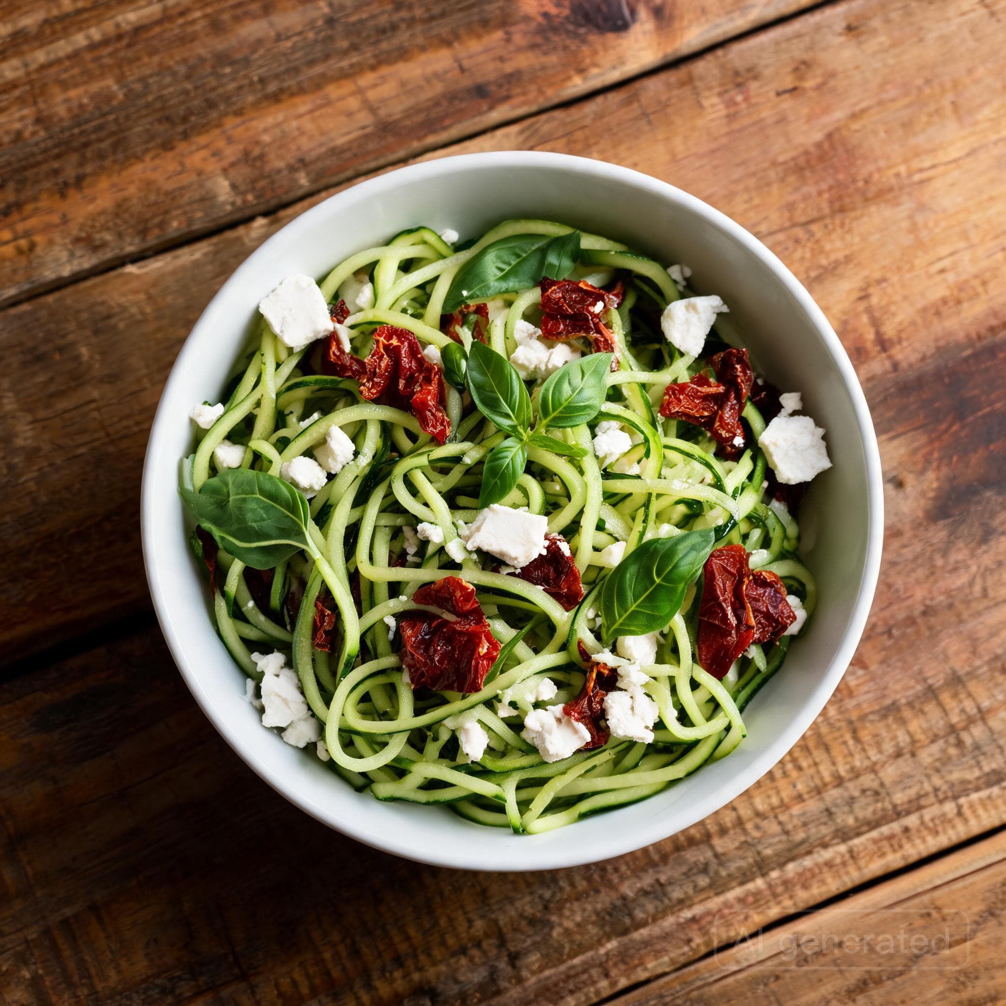 Low-Carb Zucchini-Spaghetti mit Feta