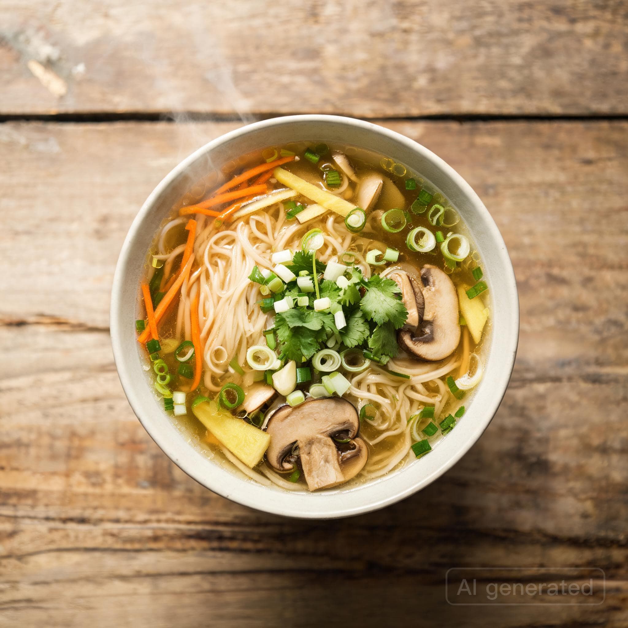 Schnelle Asia-Nudelsuppe mit Ingwer
