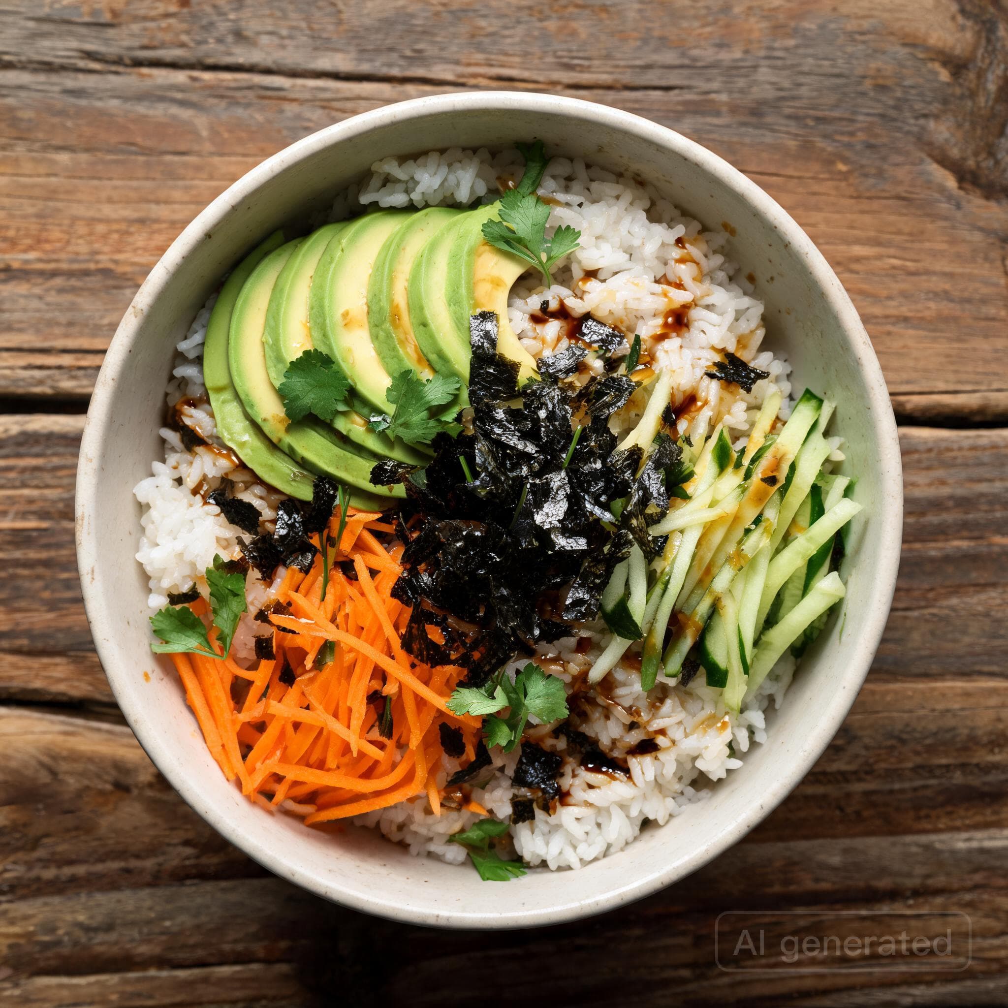 Vegane Sushi Bowl mit Avocado