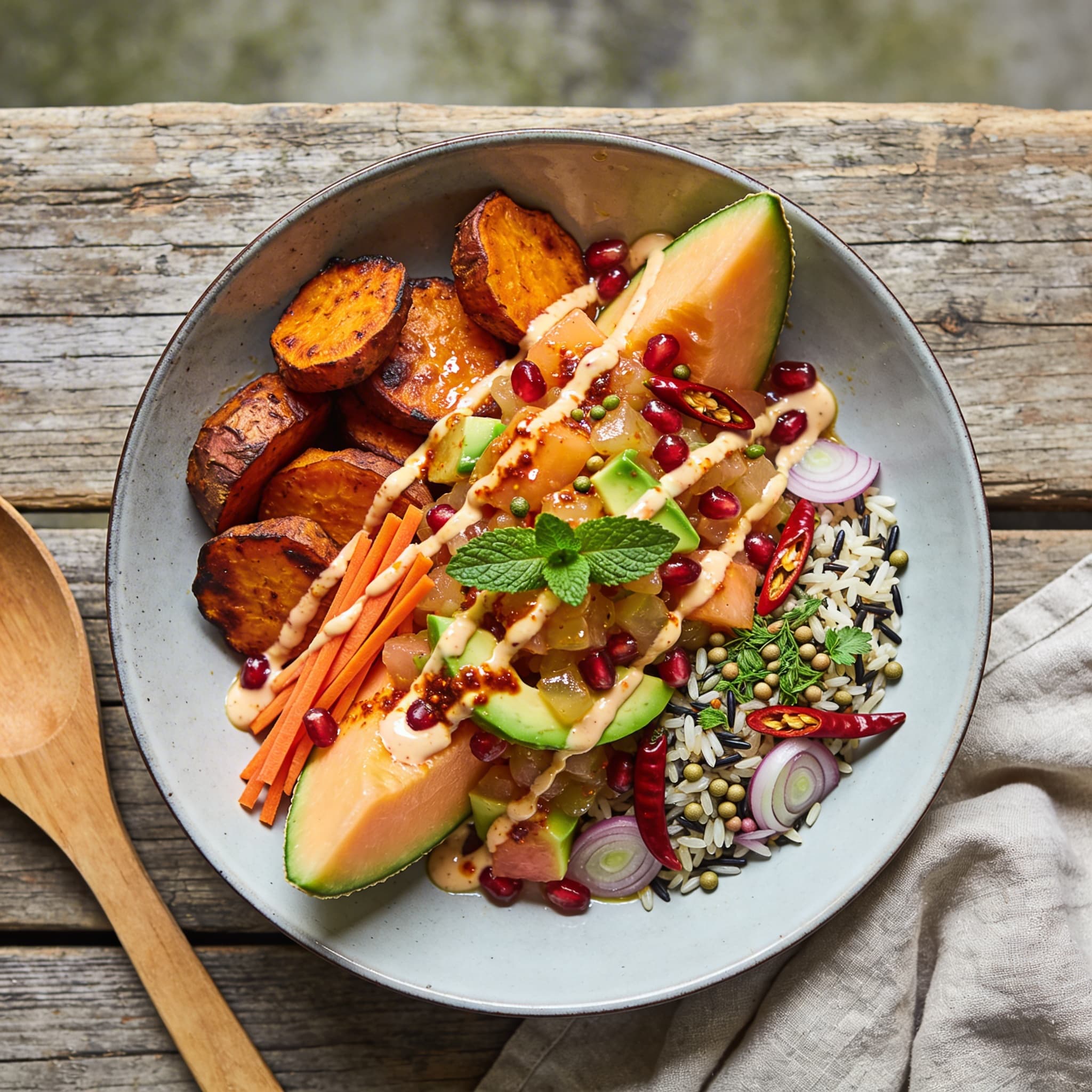 Melonen-Ceviche mit Süßkartoffel