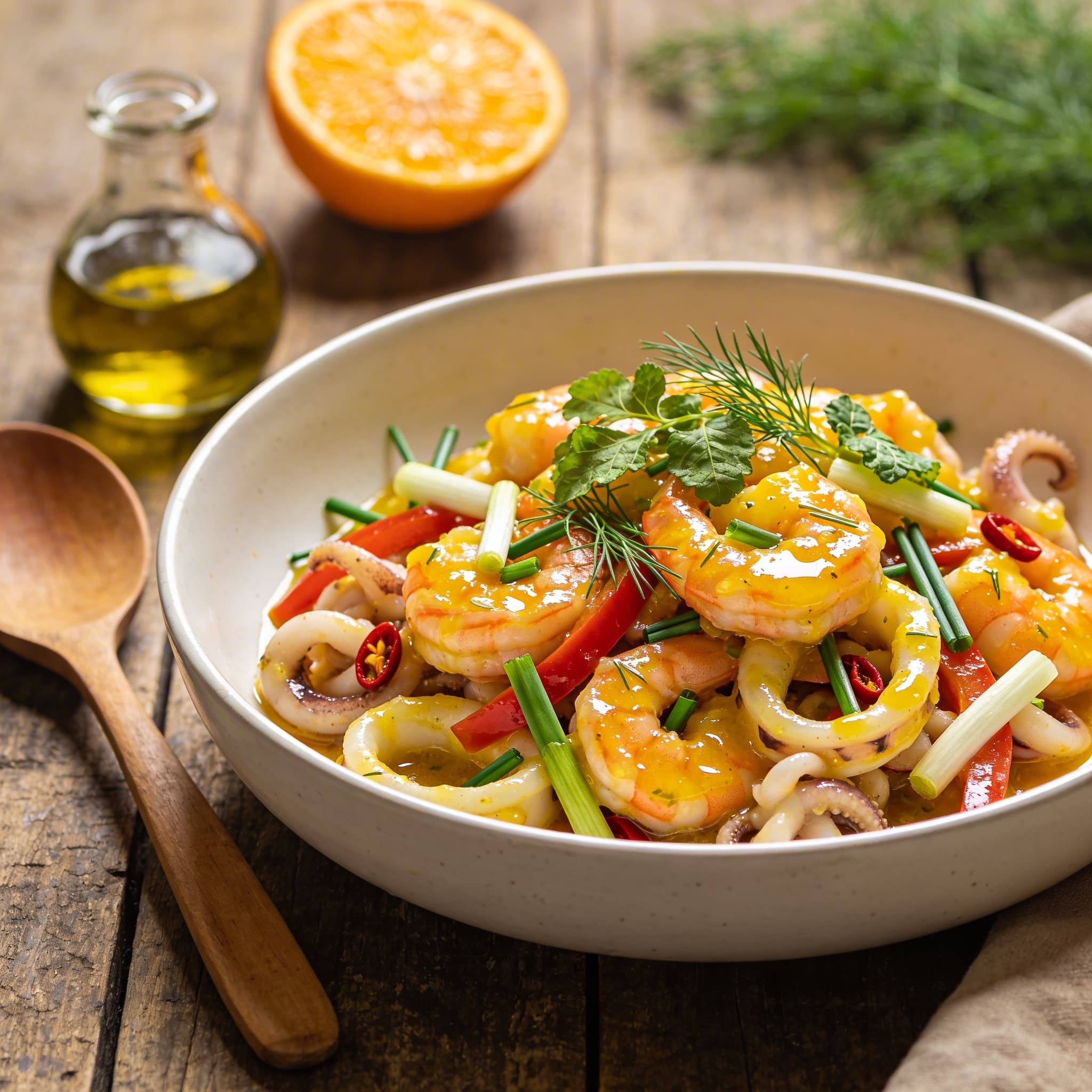 Meeresfrüchtesalat mit Orangen-Dressing