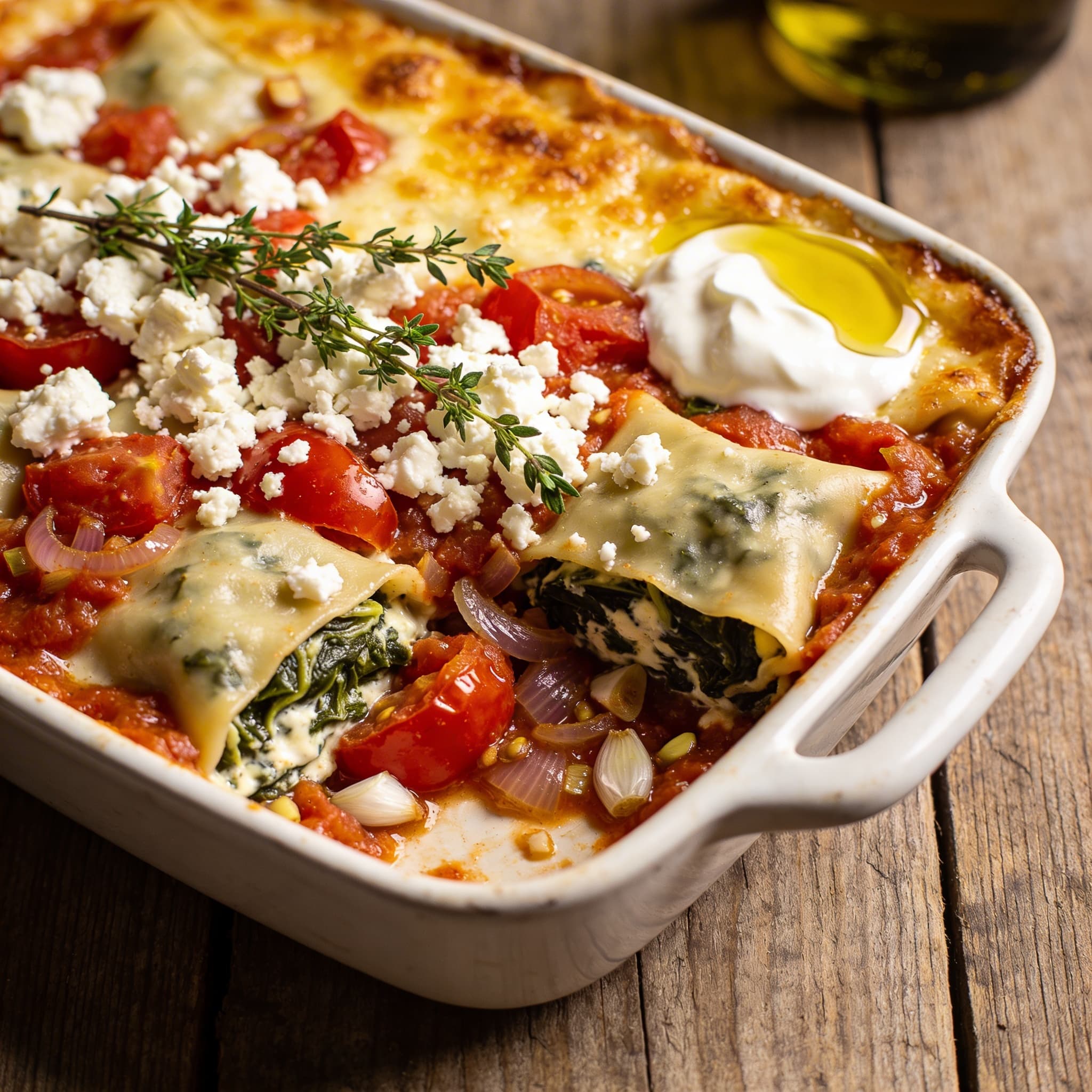 Maultaschen-Auflauf mit Feta