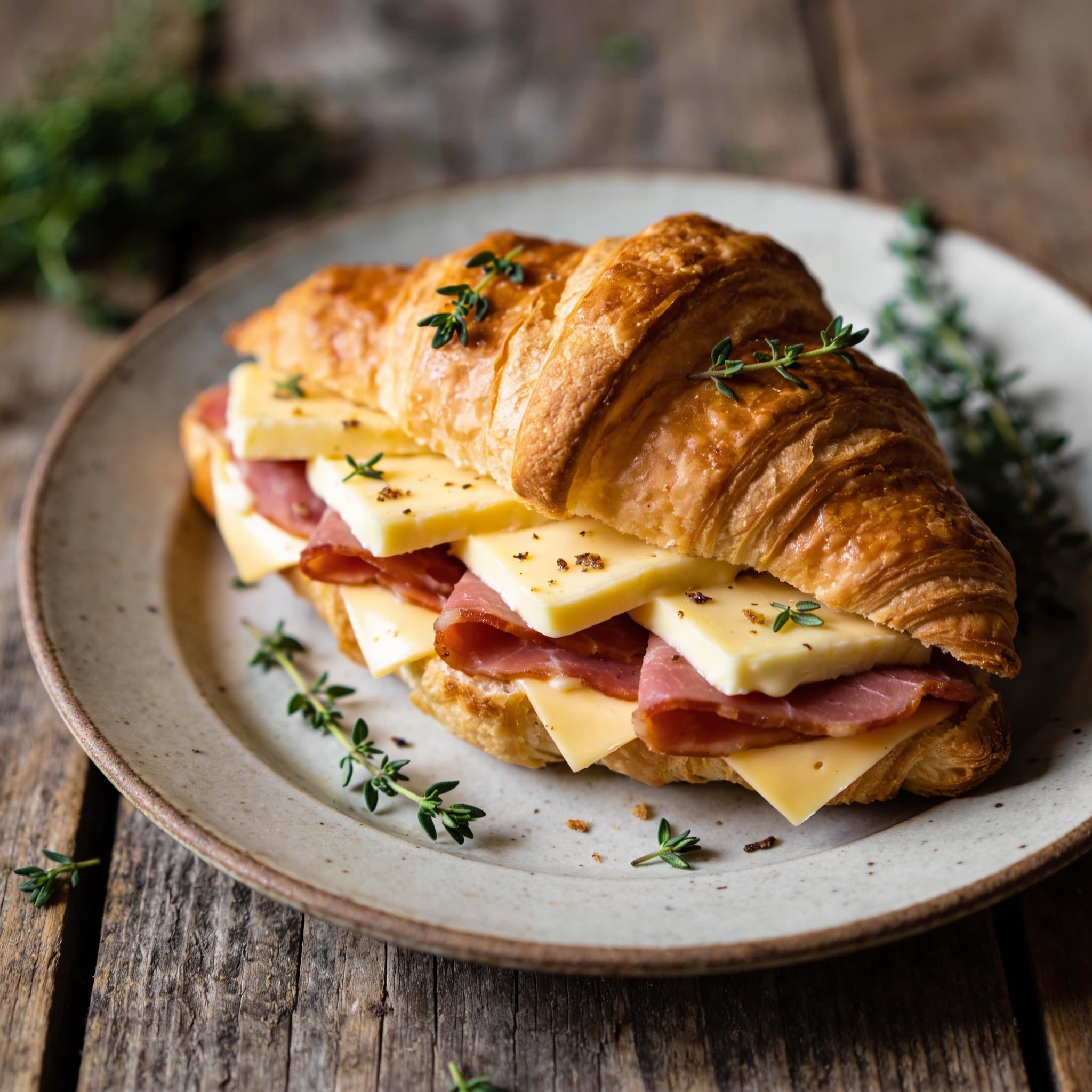 Herzhaft belegtes Schinkencroissant