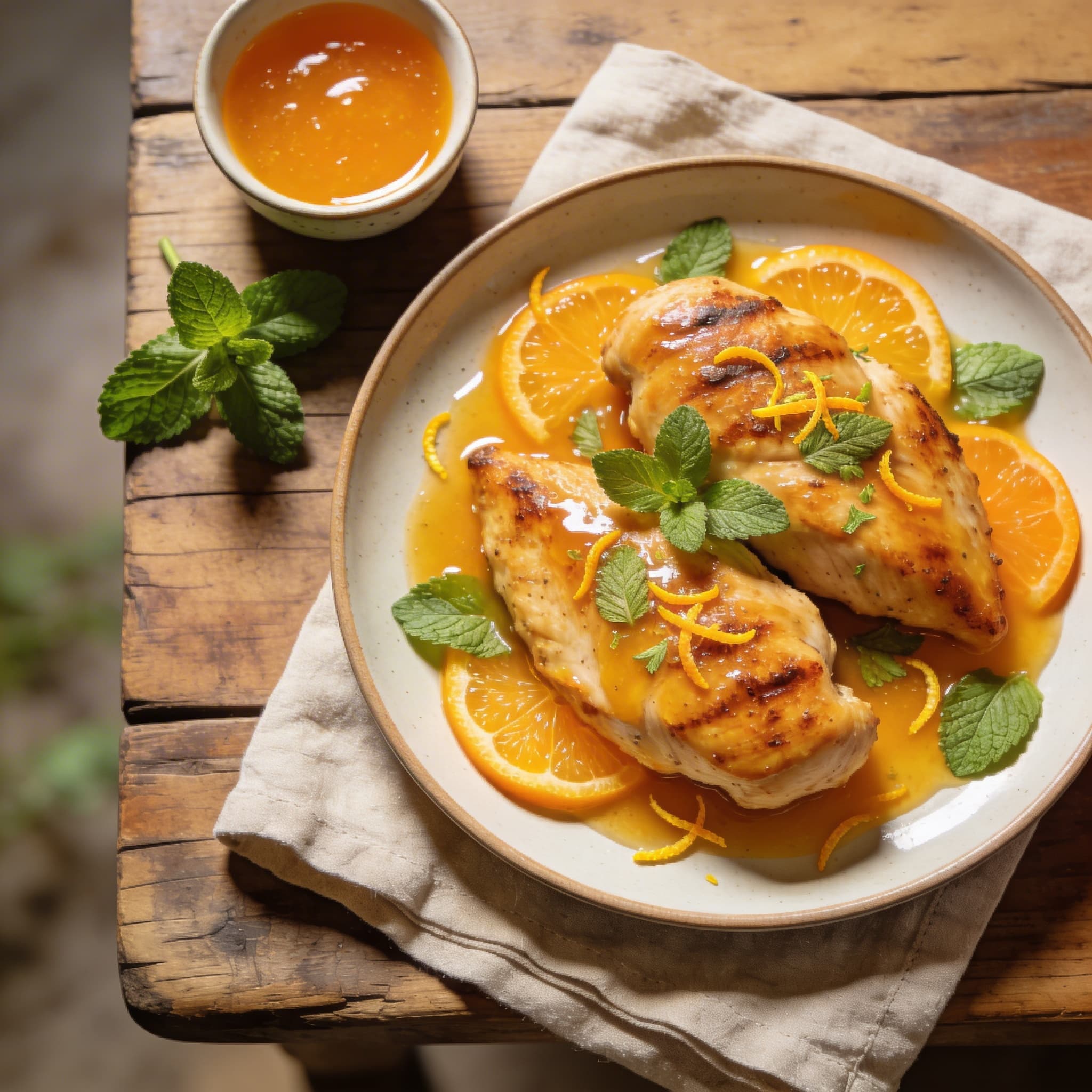 Orangen Hähnchen mit Minze