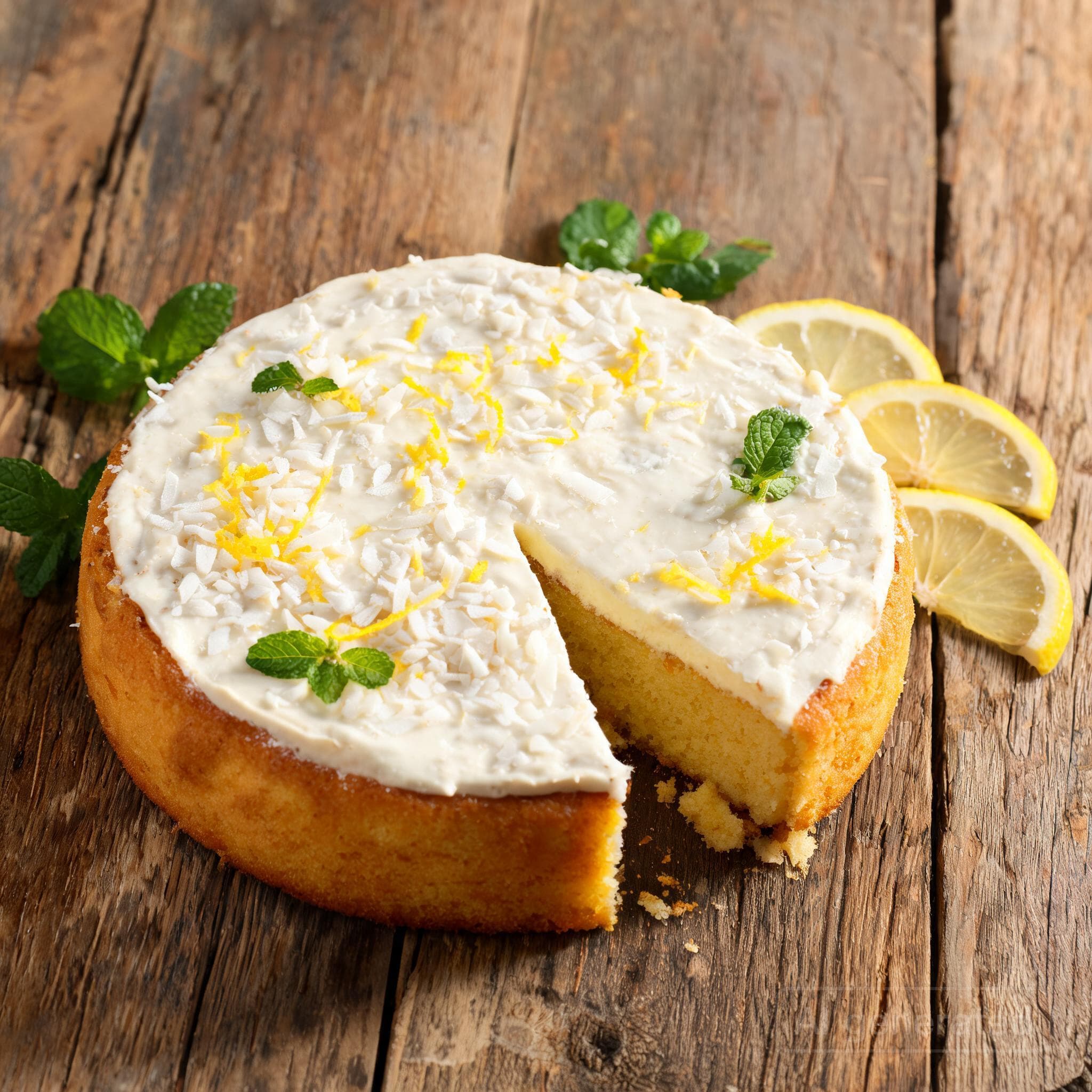 Saftiger Zitronen-Kokos-Kuchen