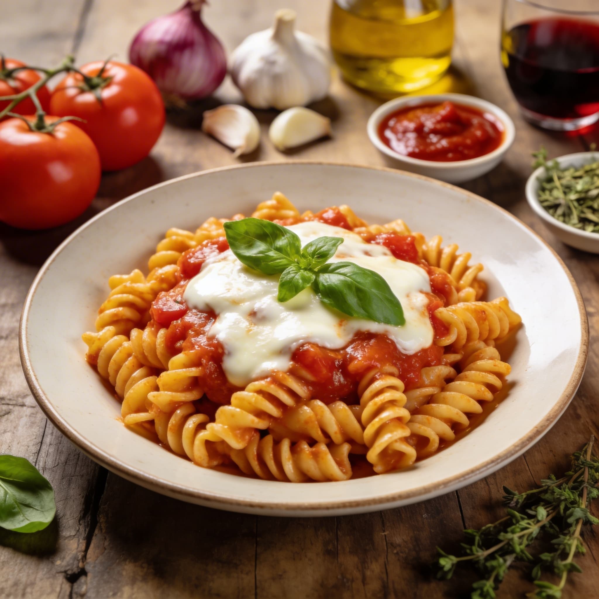 Pasta mit Tomaten-Mozzarella-Sauce