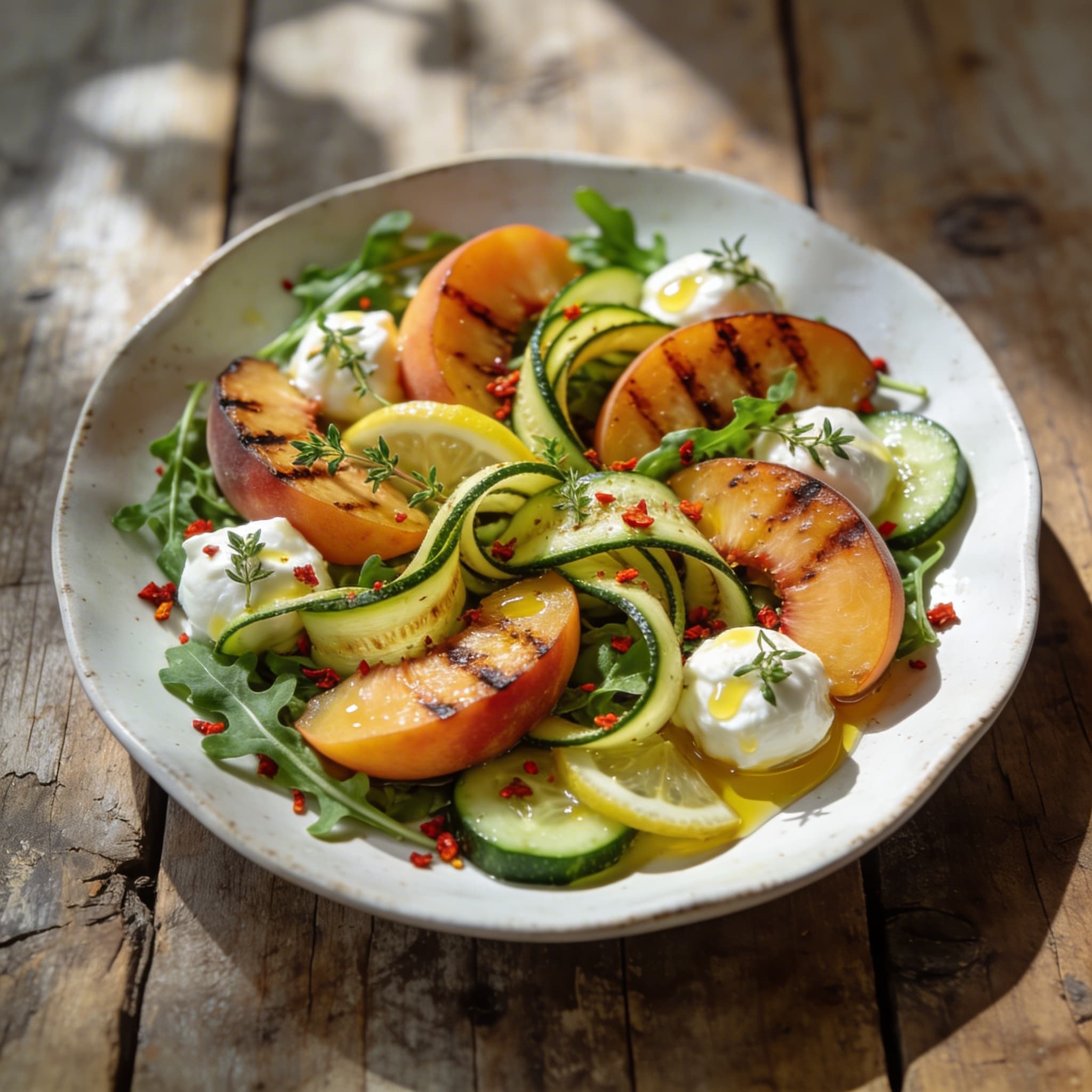 Gegrillter Pfirsich-Zucchini-Salat