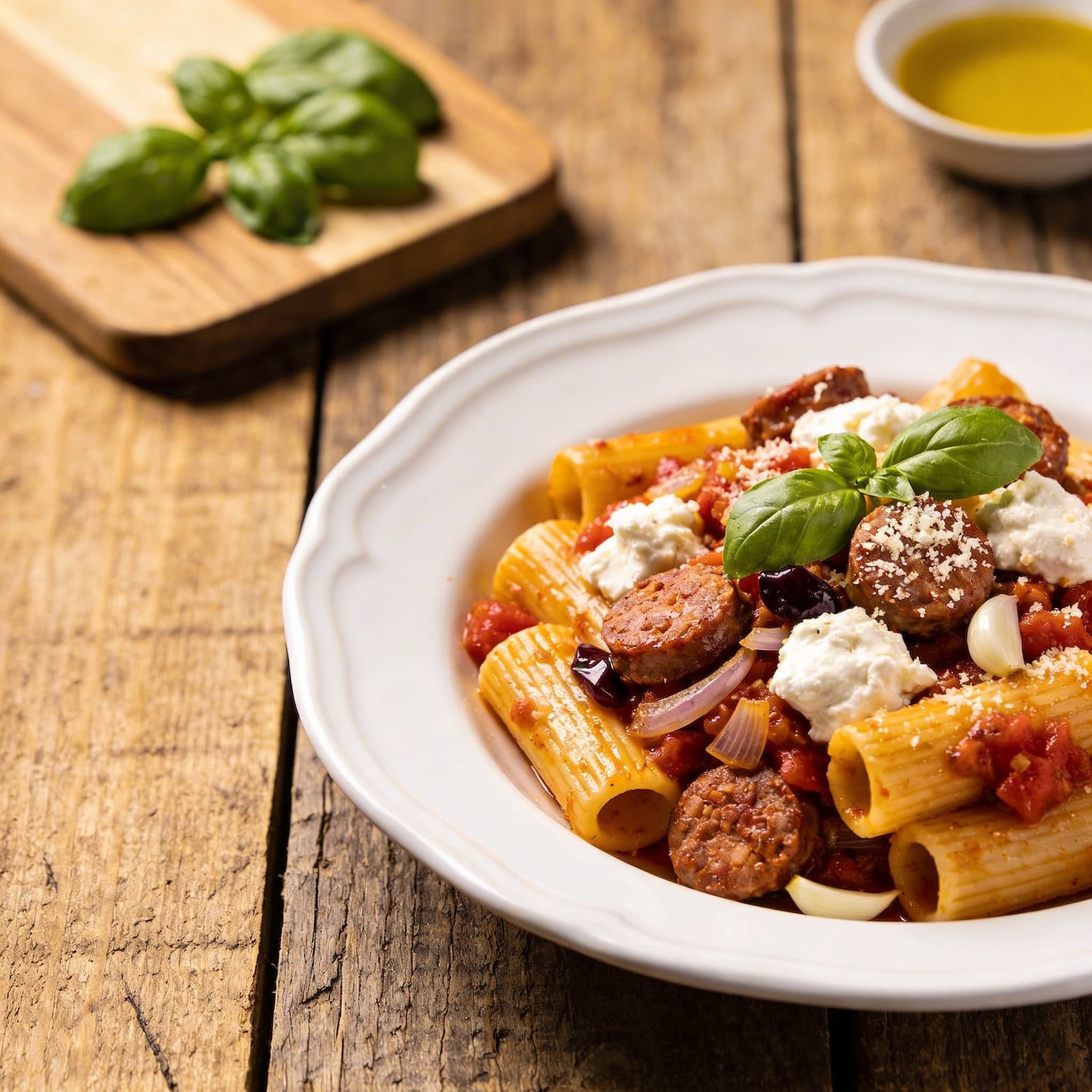 Salsiccia-Pasta mit cremigem Ricotta
