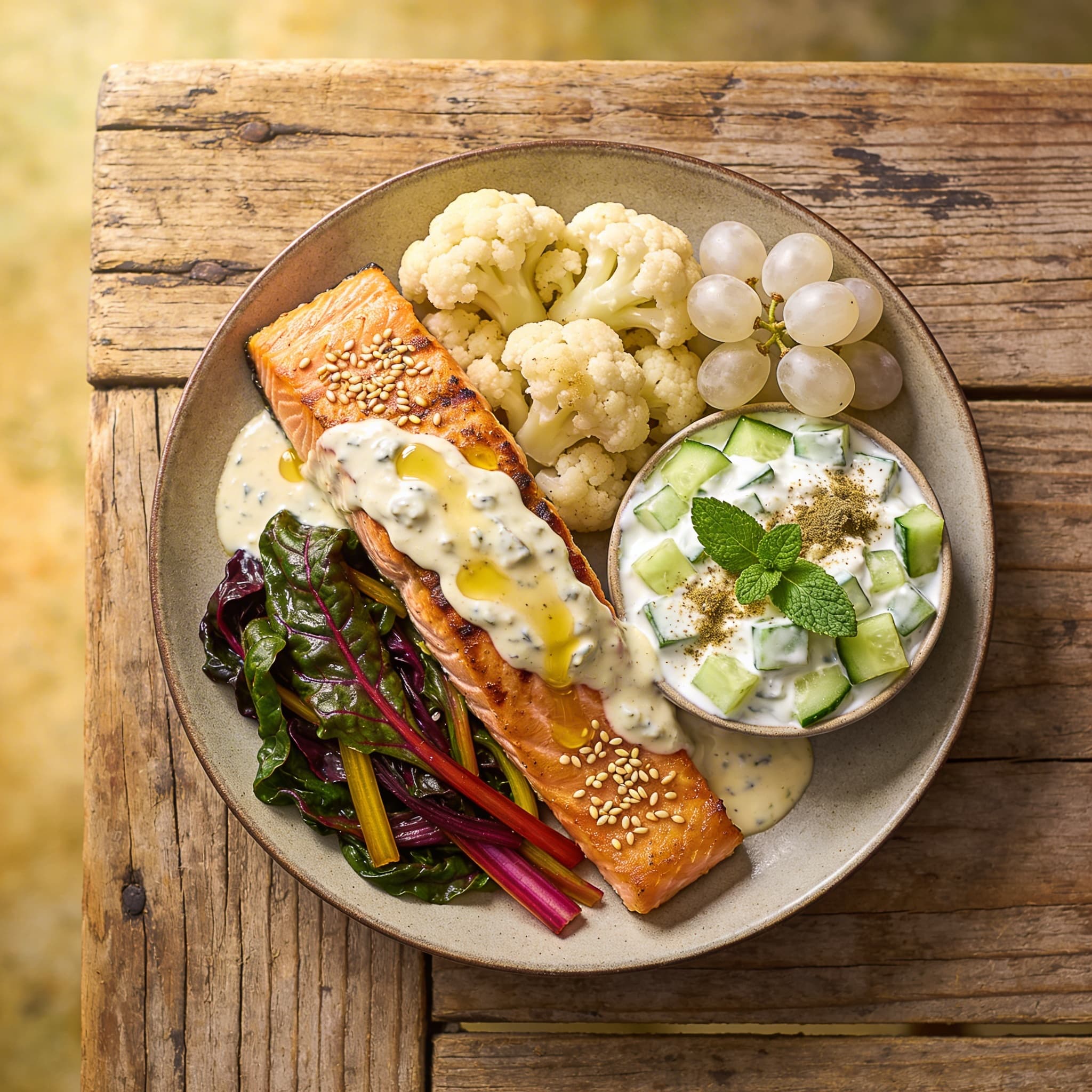 Gebackener Lachs mit Raita