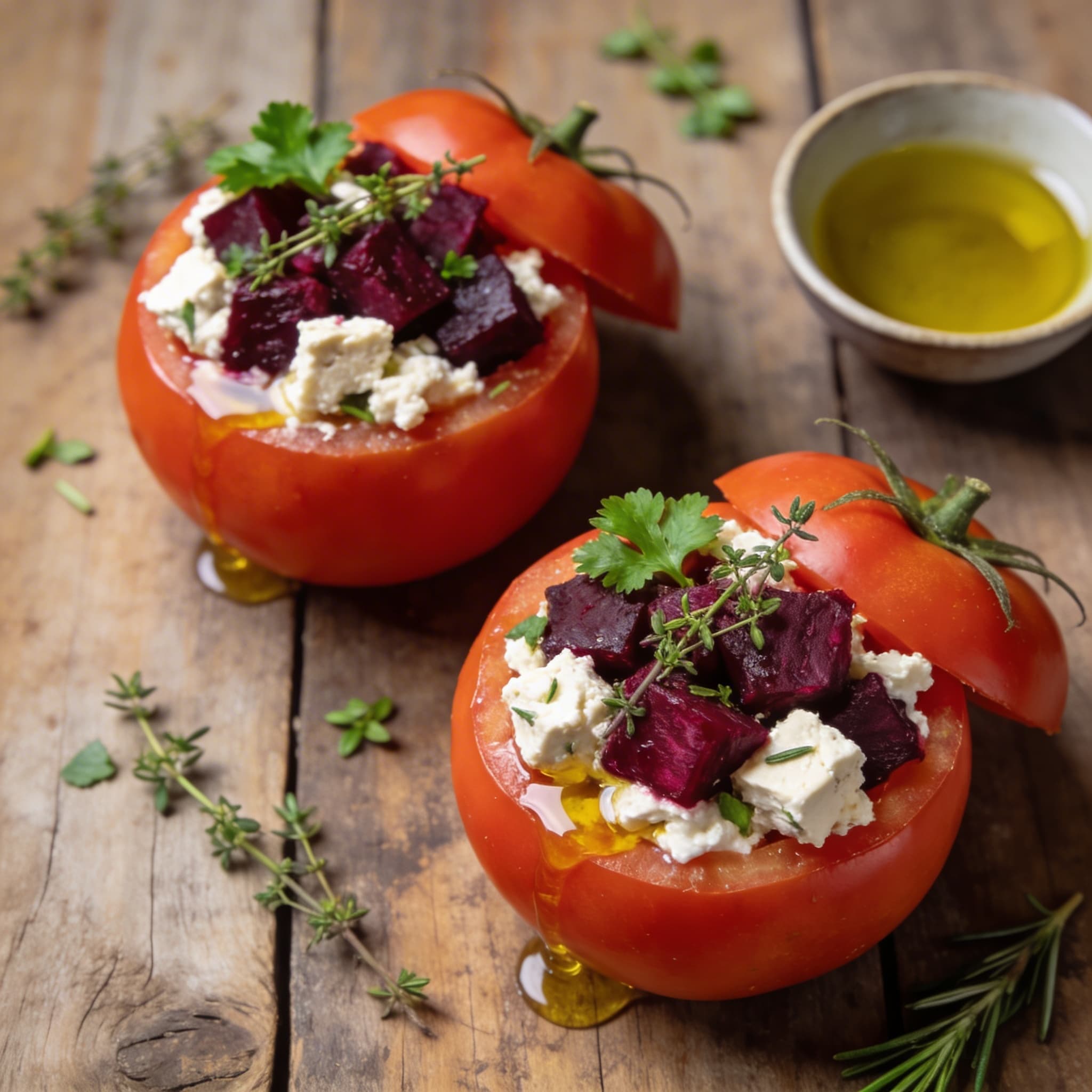 Mit Tofu gefüllte Tomaten