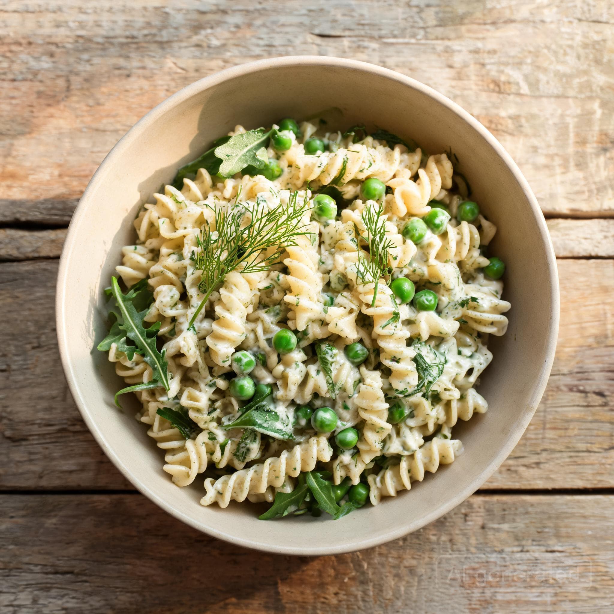 Cremiger Nudelsalat mit Erbsen