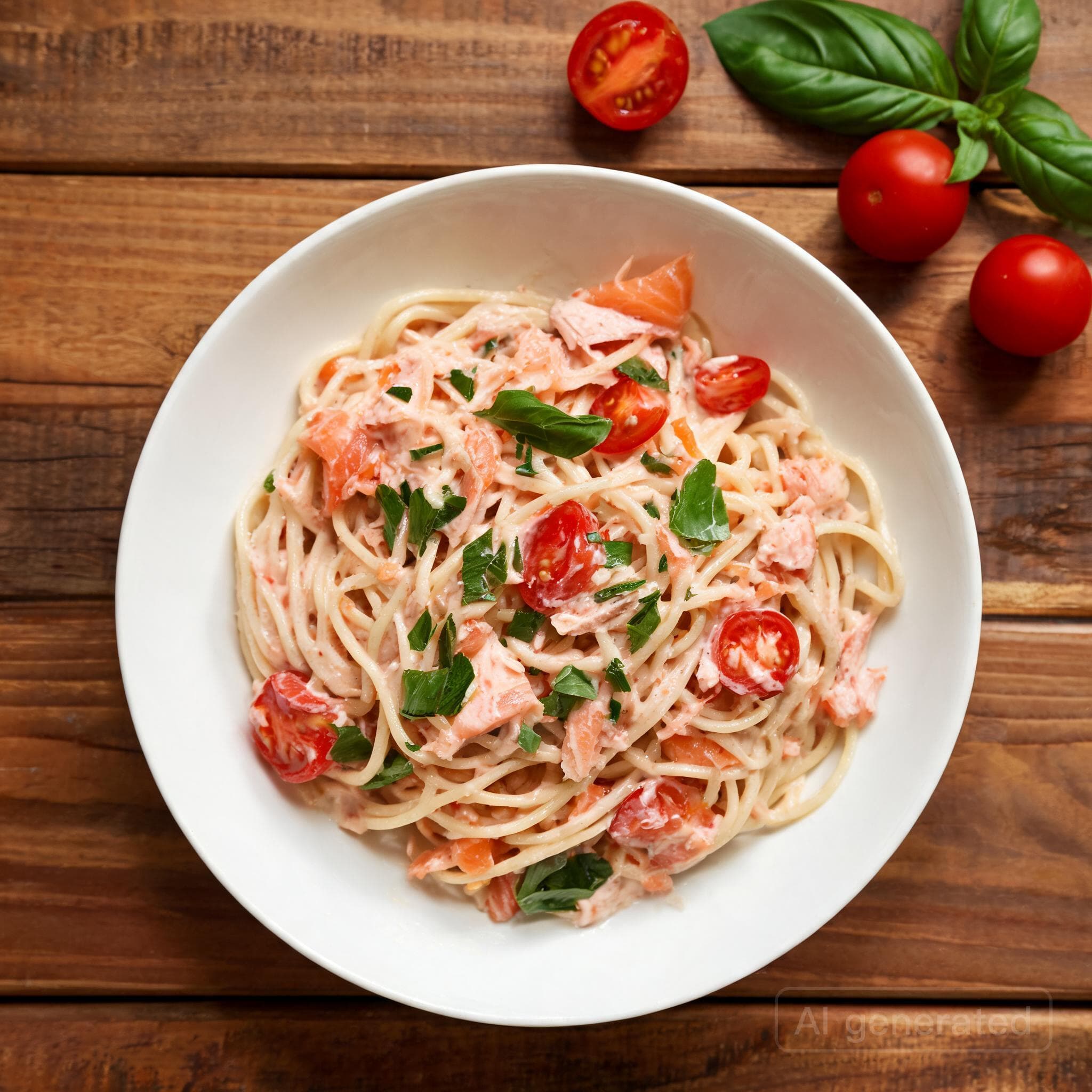 Cremige Lachs-Tomaten-Spaghetti