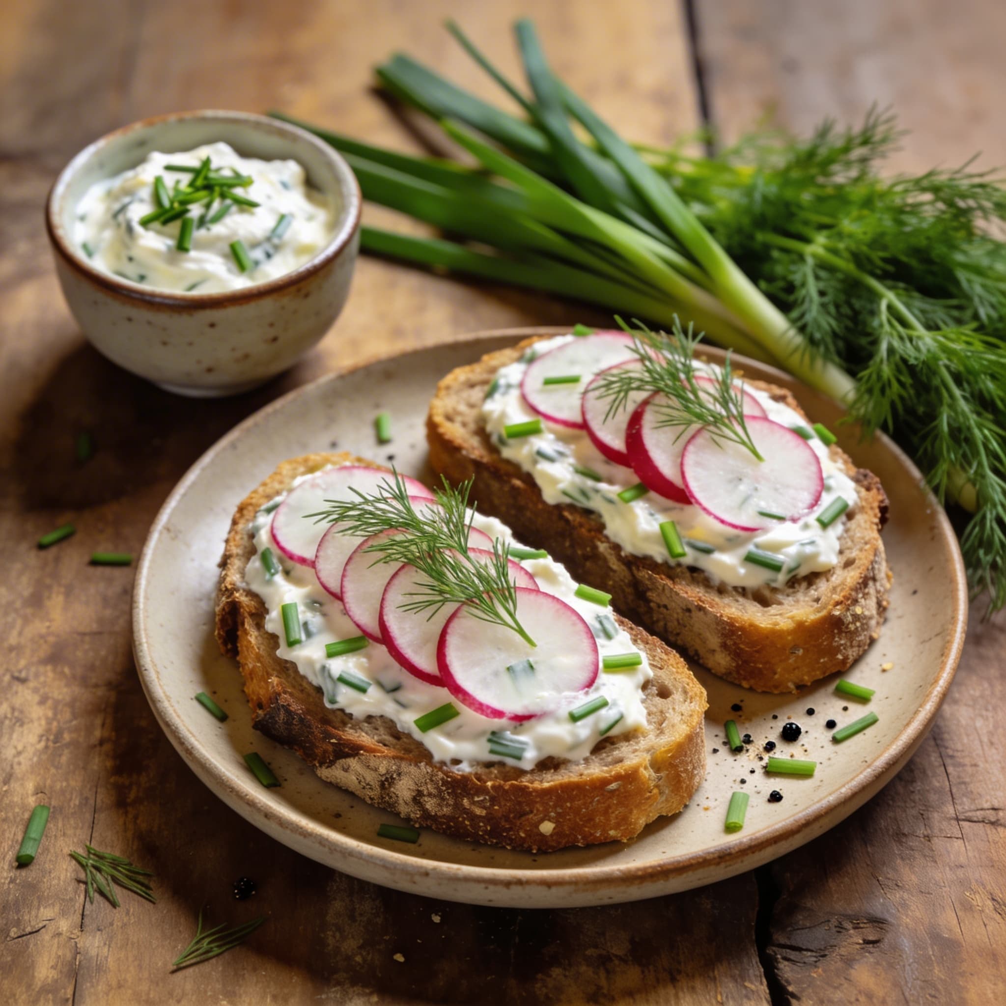 Bauernbrot mit Schnittlauch-Quark