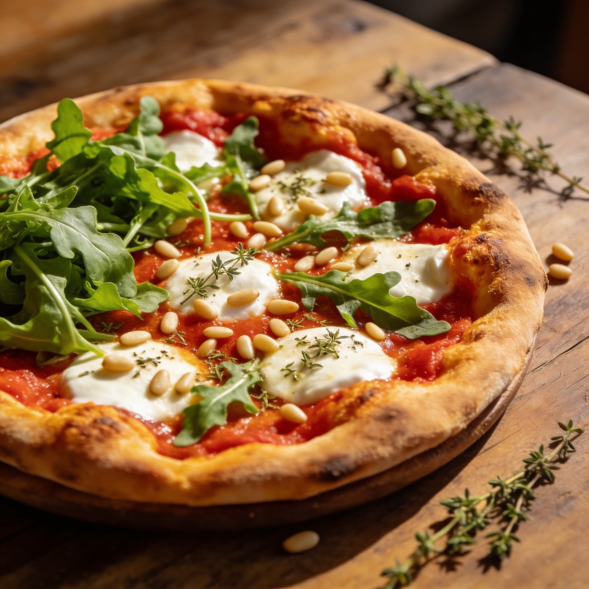 Knusprige Tomaten-Rucola Pizza