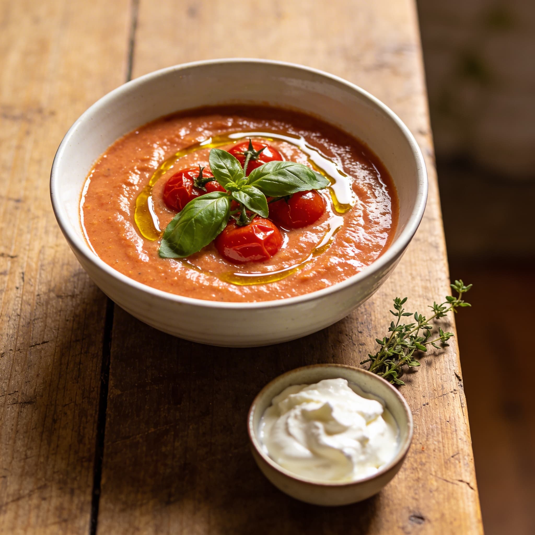Cremige Basilikum-Tomatensuppe
