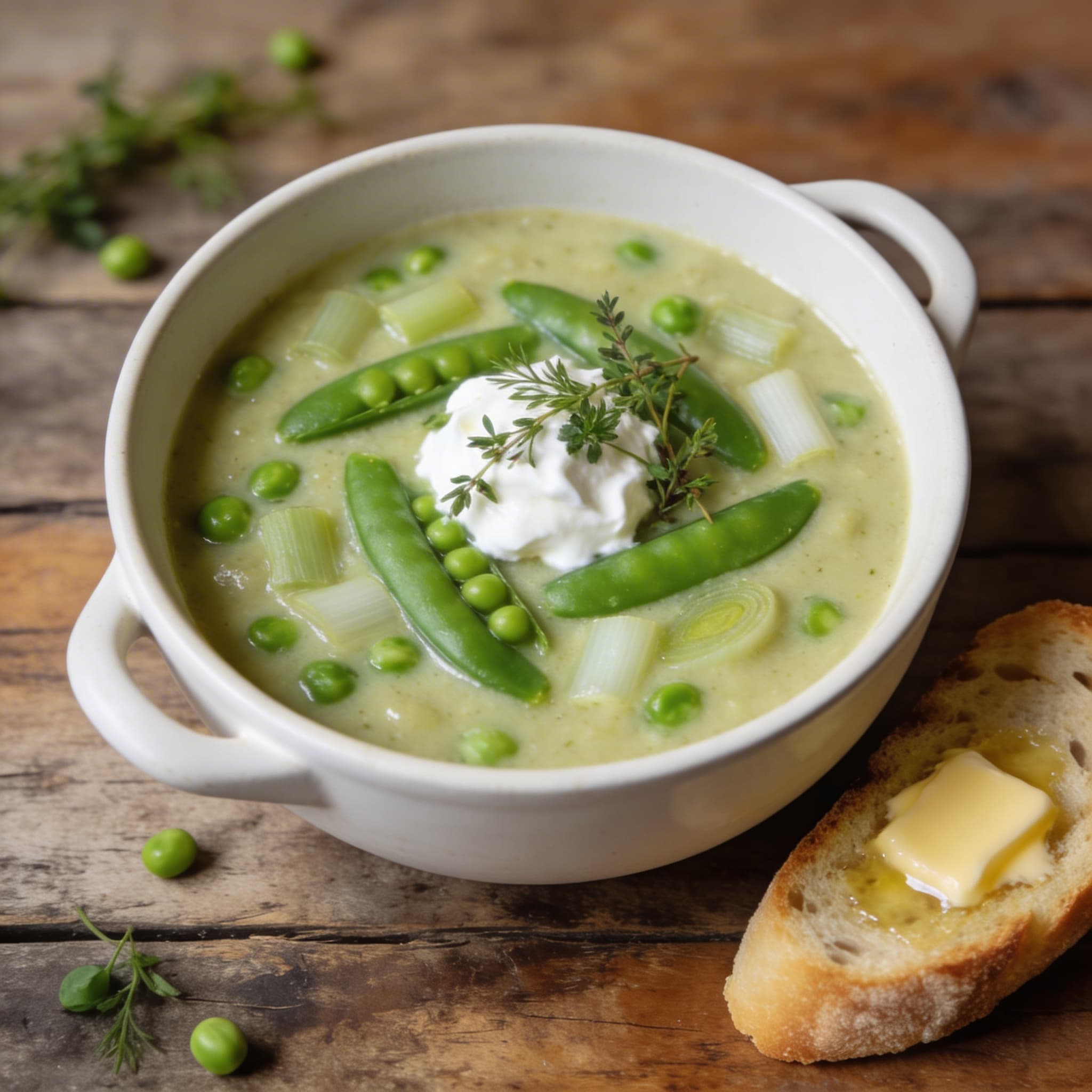 Cremige Erbsen-Zuckerschotensuppe