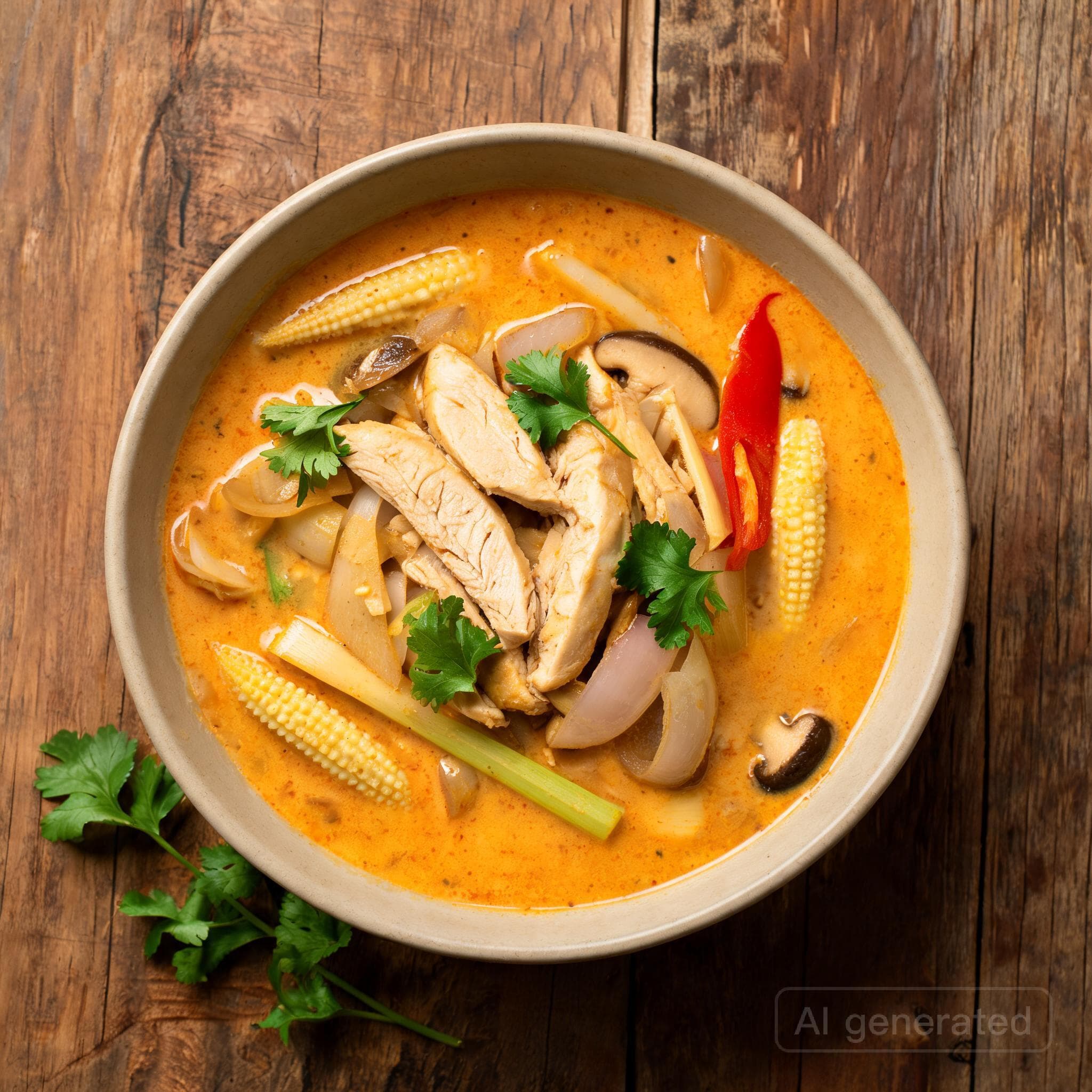Würzige Thai-Hühnersuppe mit Gemüse