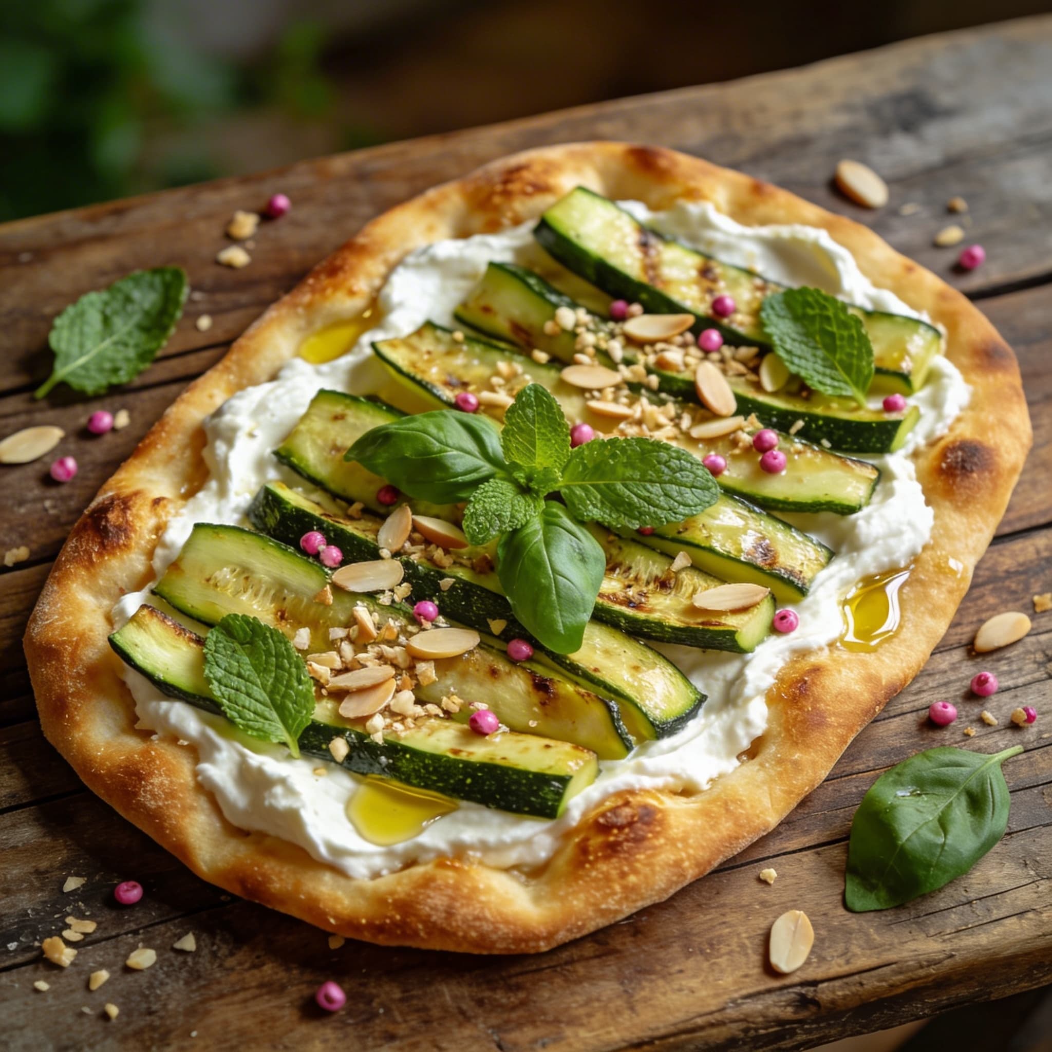 Zucchini-Pfannenbrot mit Ricotta