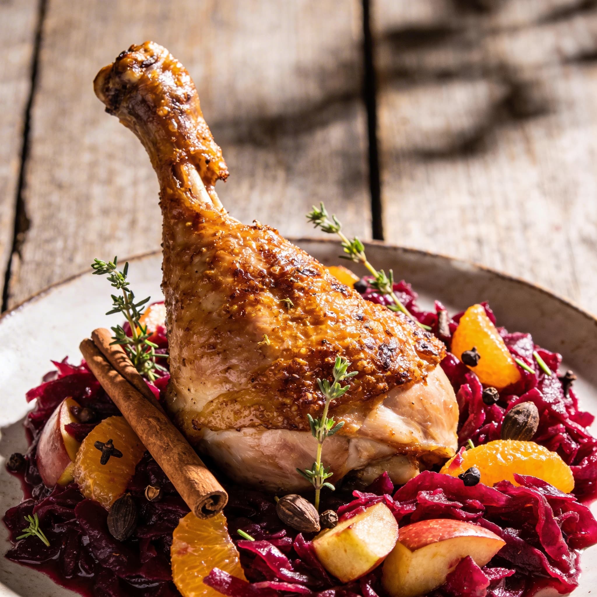 Saftiger Putenbraten mit Rotkohl