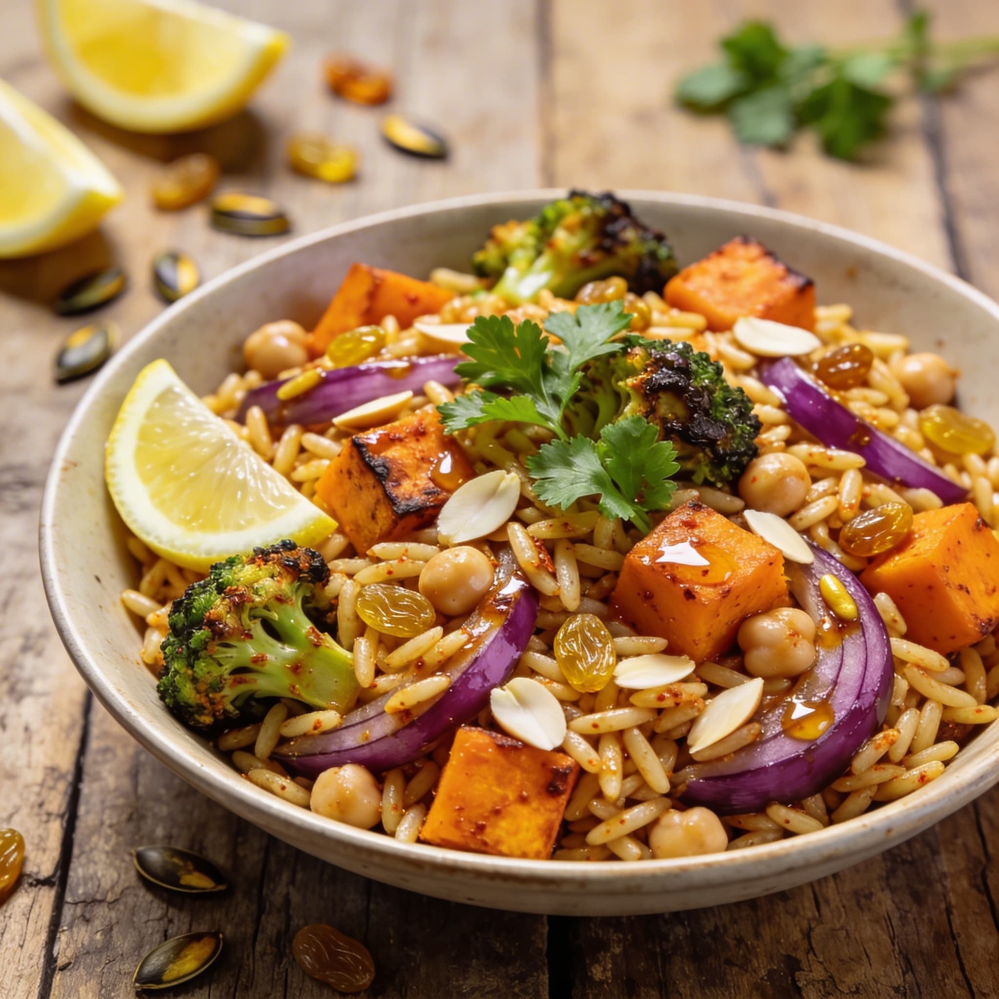 Veganer Orzo-Salat mit Harissa