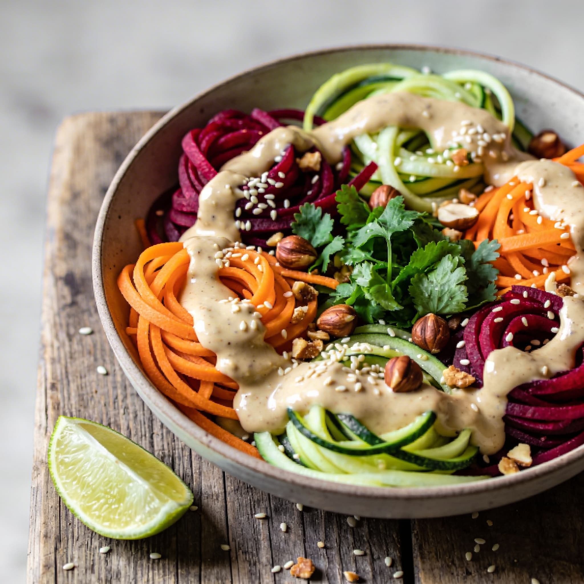 Bunter Zoodles-Salat mit Sesam