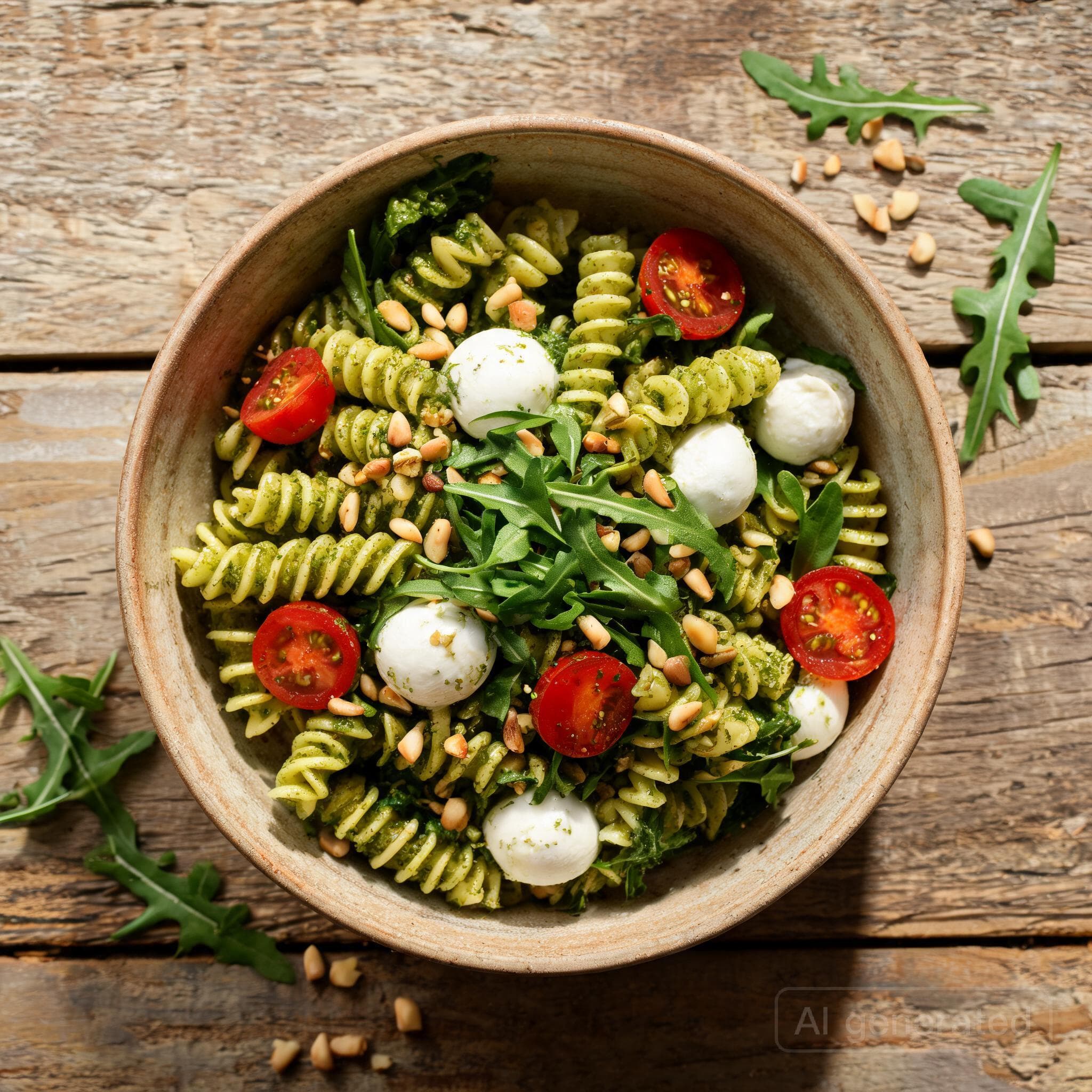 Pesto-Nudelsalat mit Mozzarella