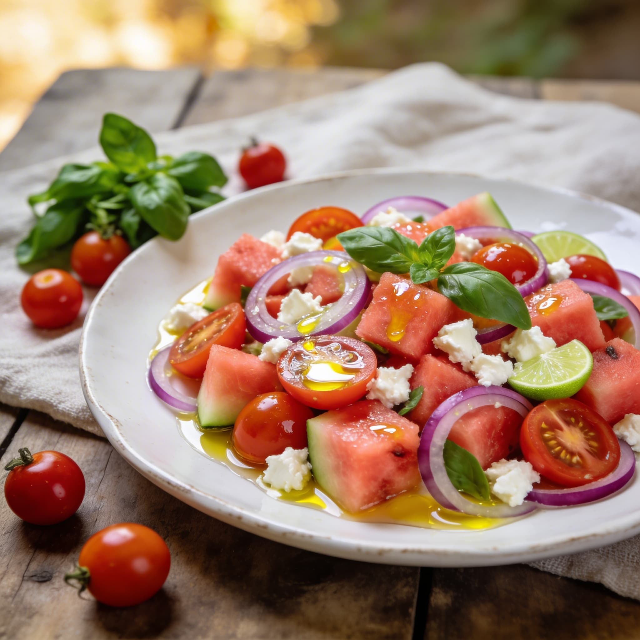 Melonen-Tomaten-Salat mit Feta