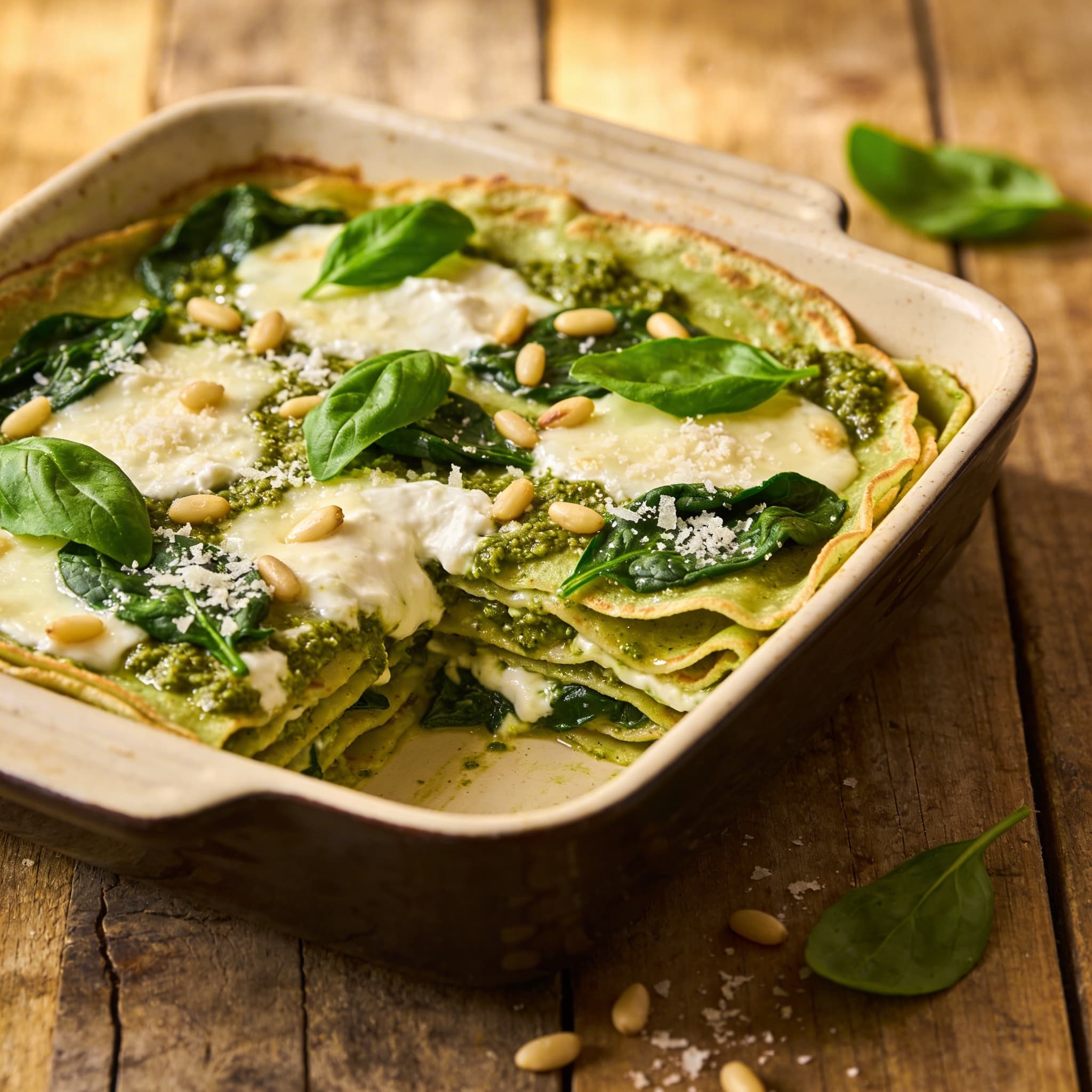 Grüne Pfannkuchen-Lasagne