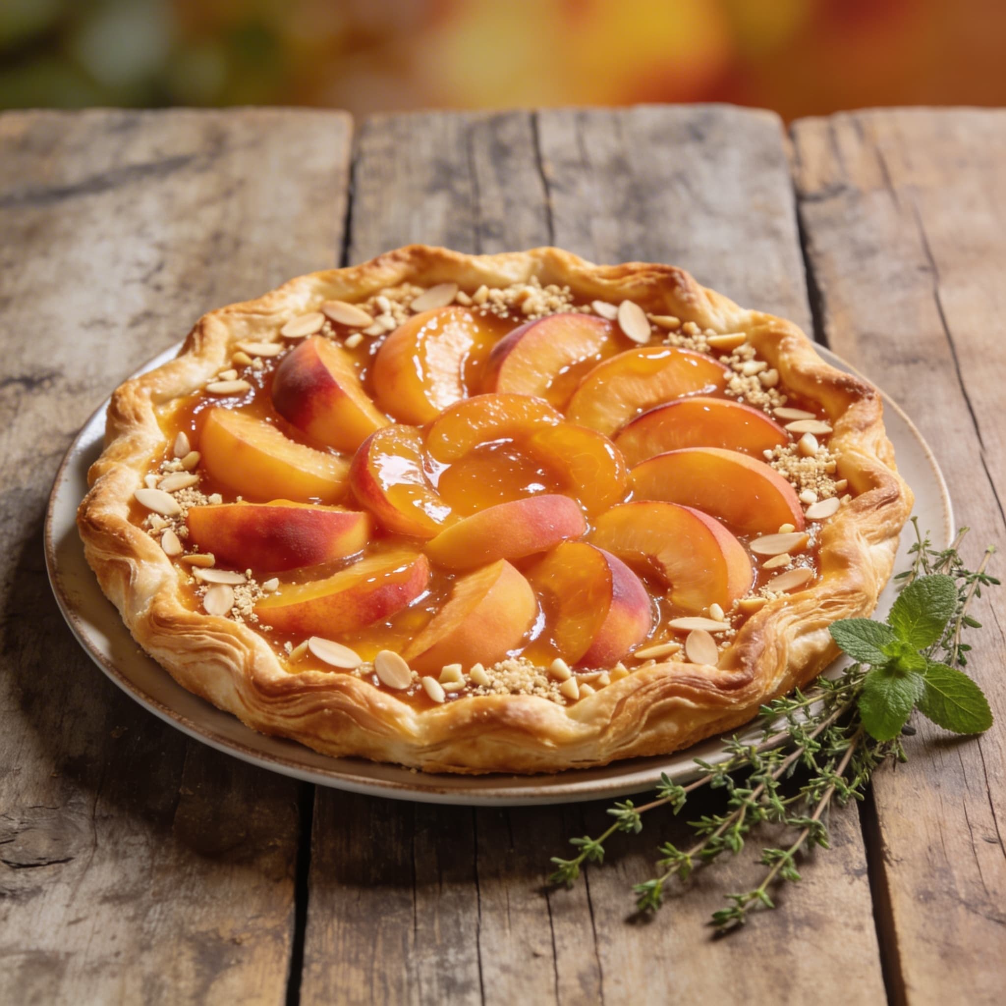 Goldene Pfirsich-Tarte mit Mandeln