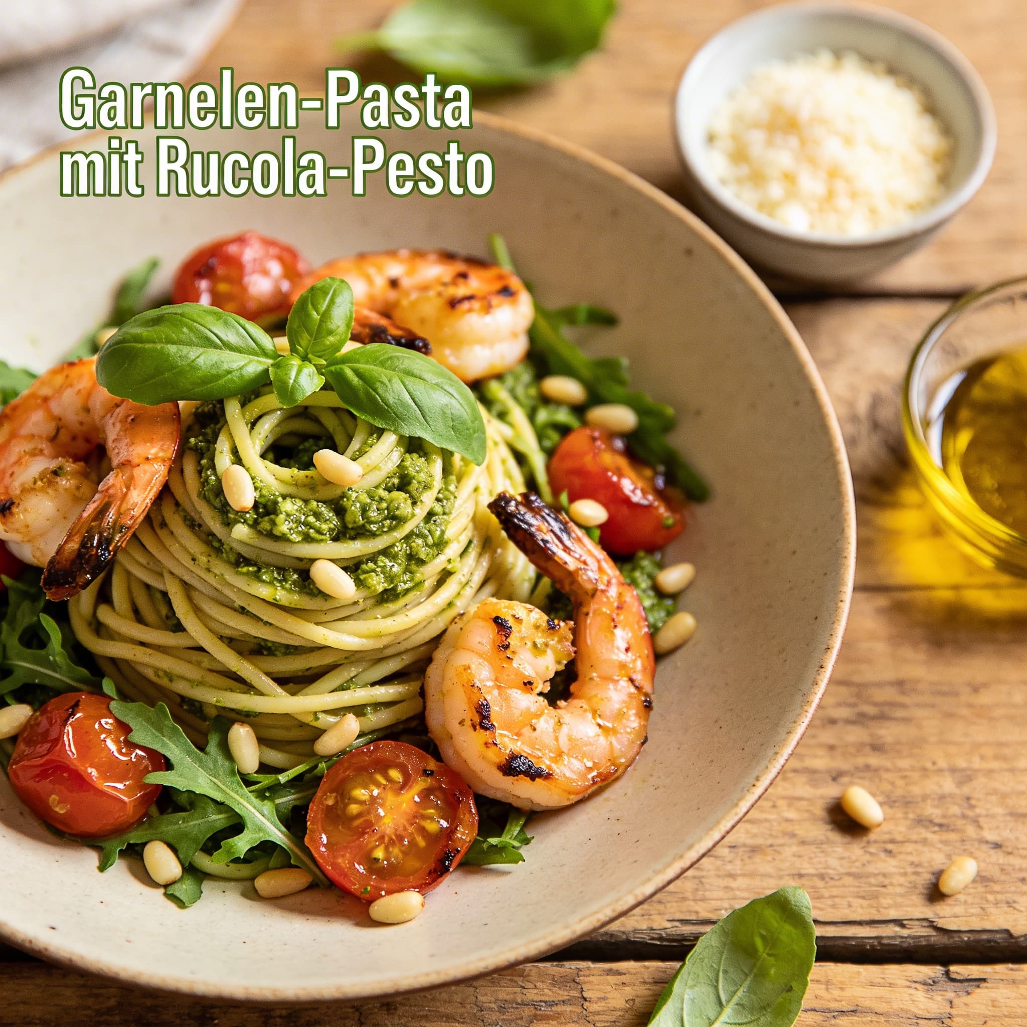 Garnelen-Pasta mit Rucola-Pesto