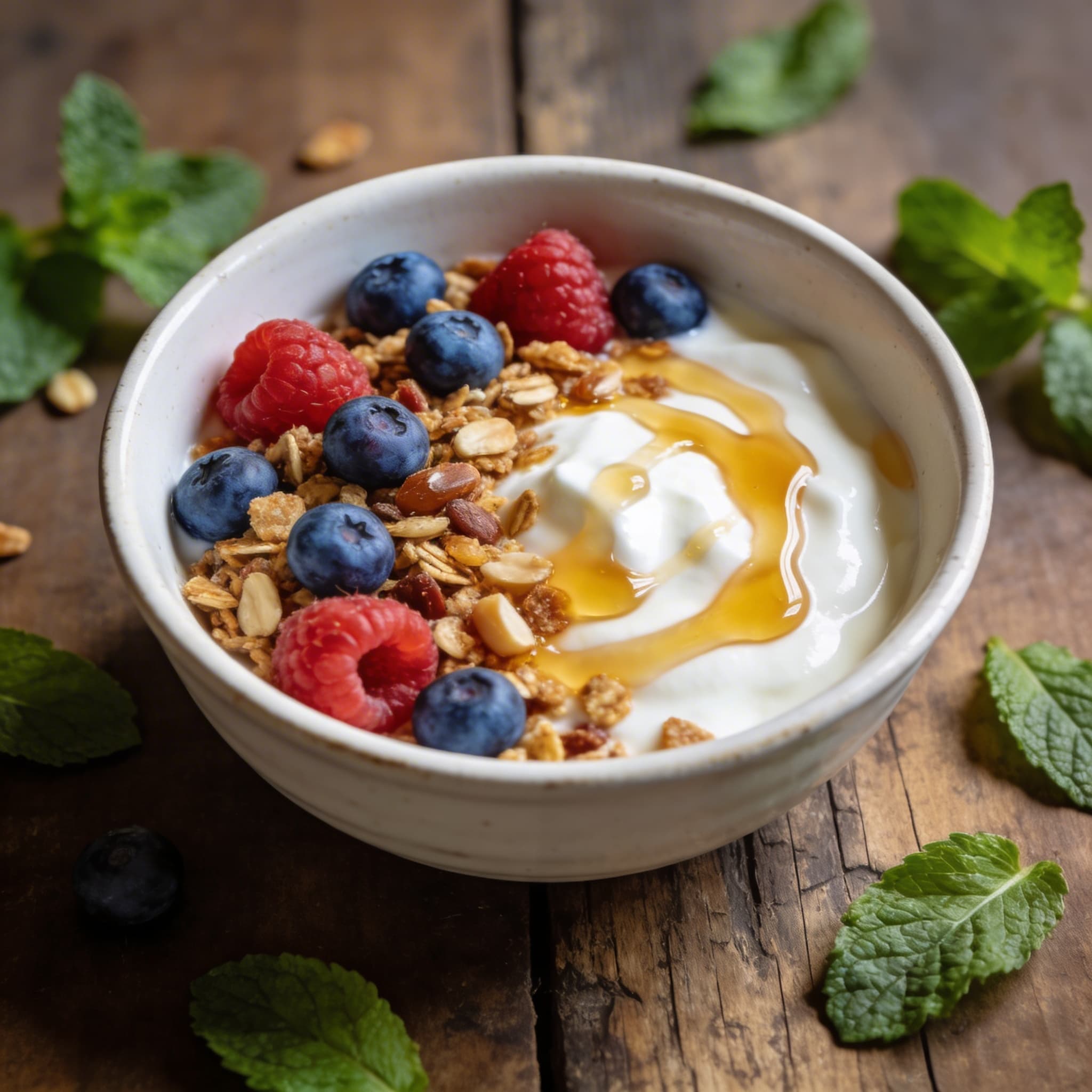 Frisches Beeren-Joghurt mit Müsli