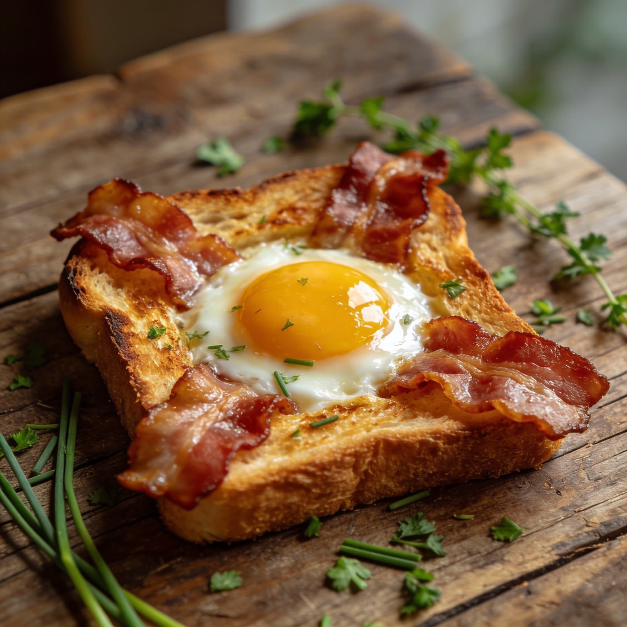 Krosses Spiegelei im Toastrahmen
