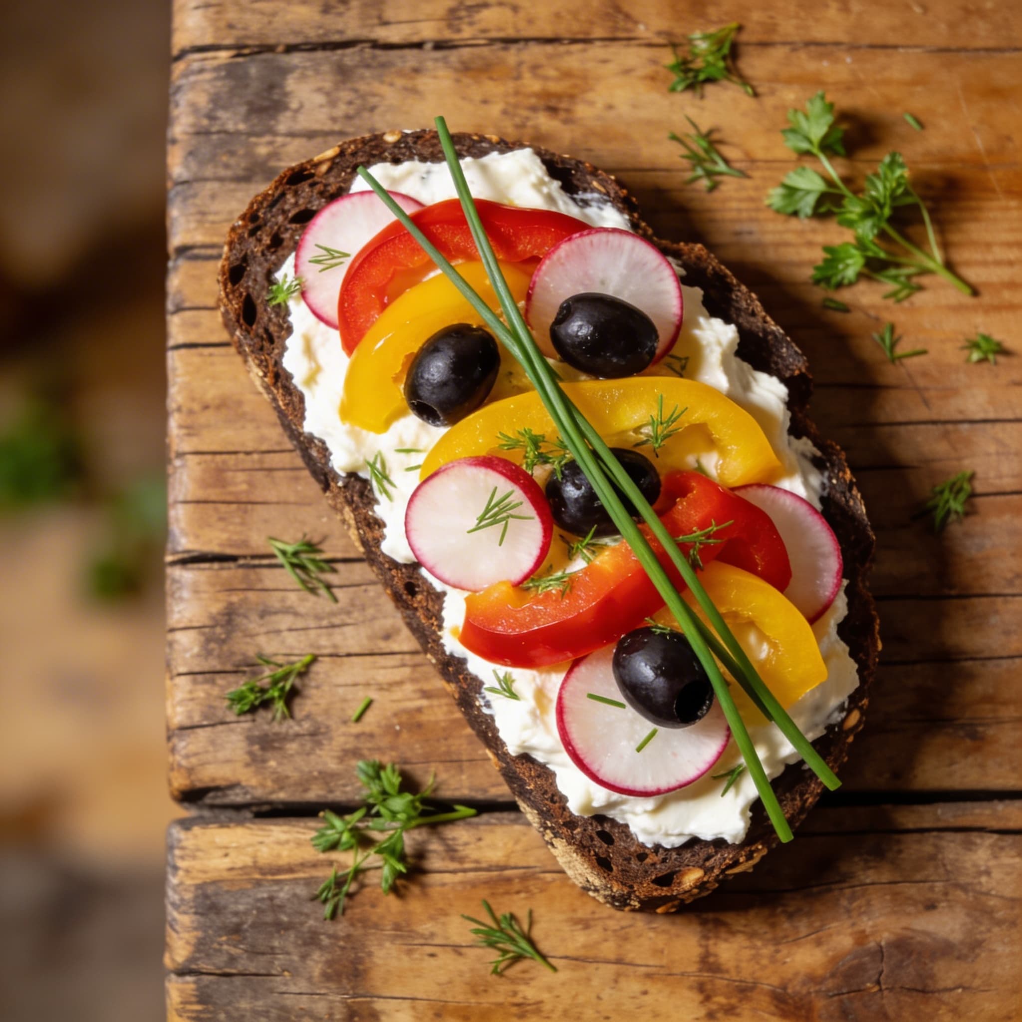 Herzhaftes Frischkäsebrot mit Gemüse