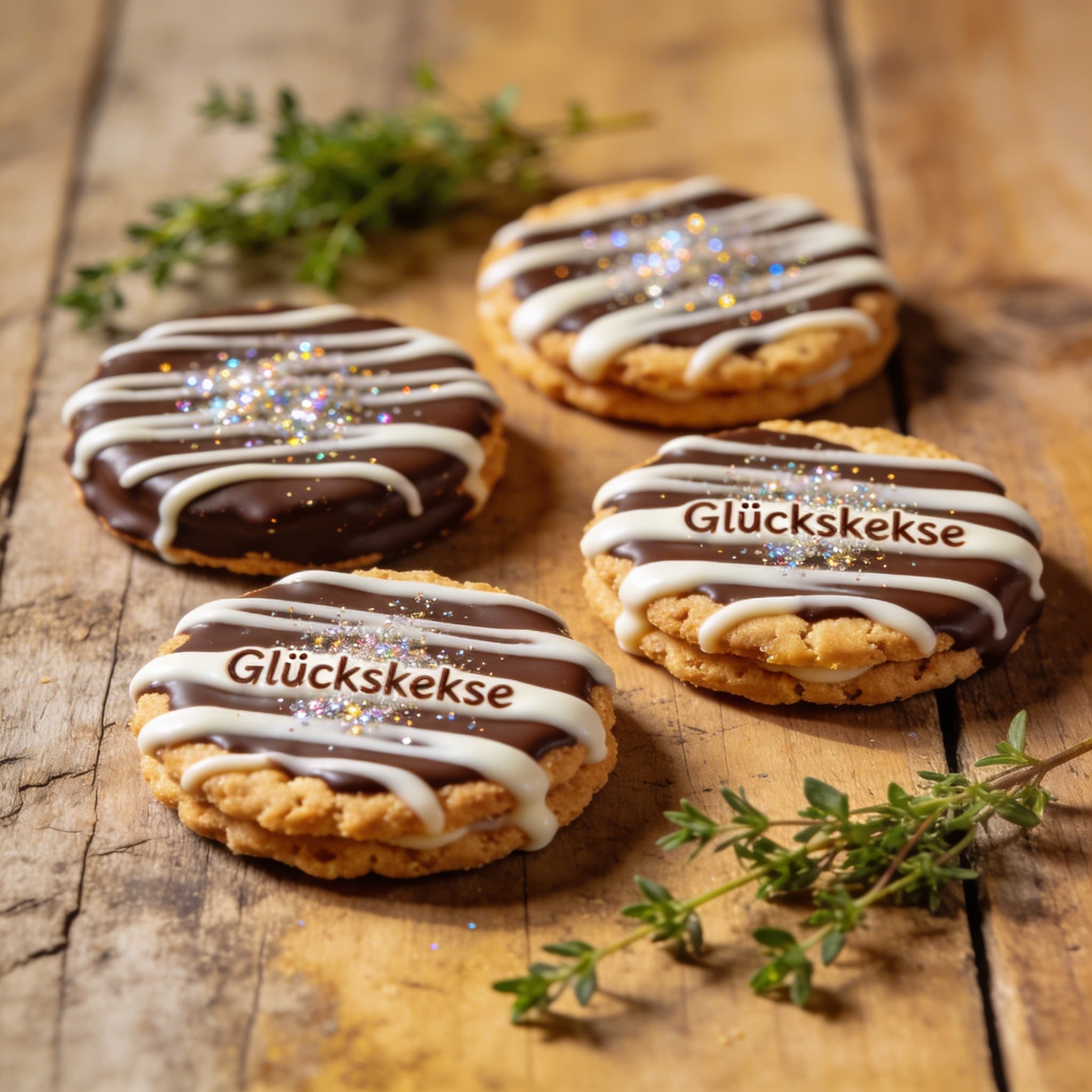 Knusprige Glückskekse mit Glitzer