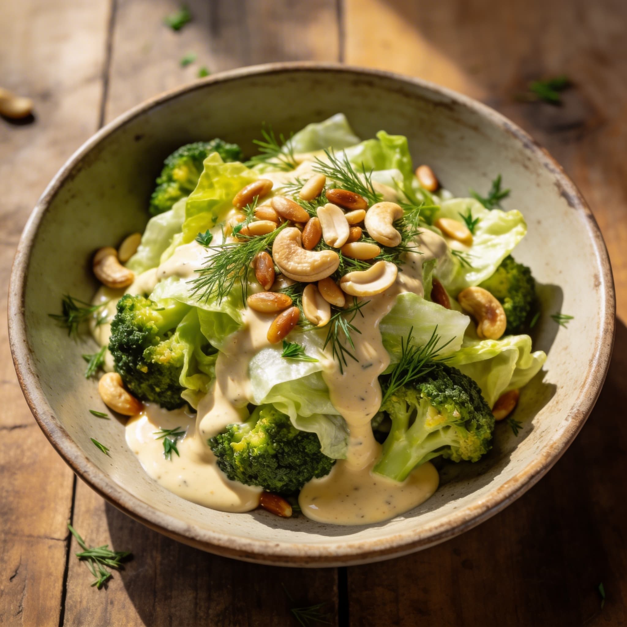 Knackiger Brokkoli-Salat mit Cashew-Dressing