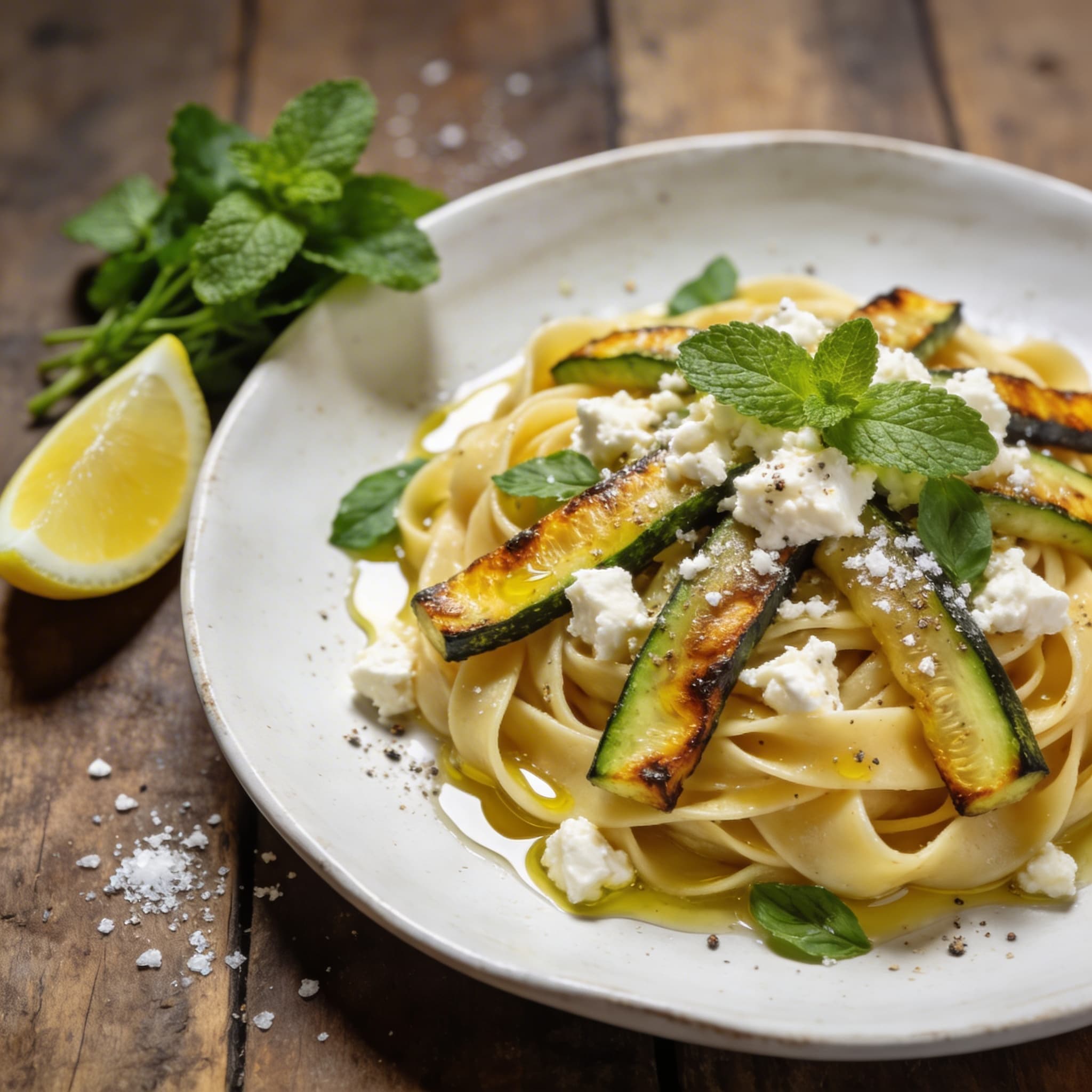 Zucchini-Feta-Pasta mit Minze