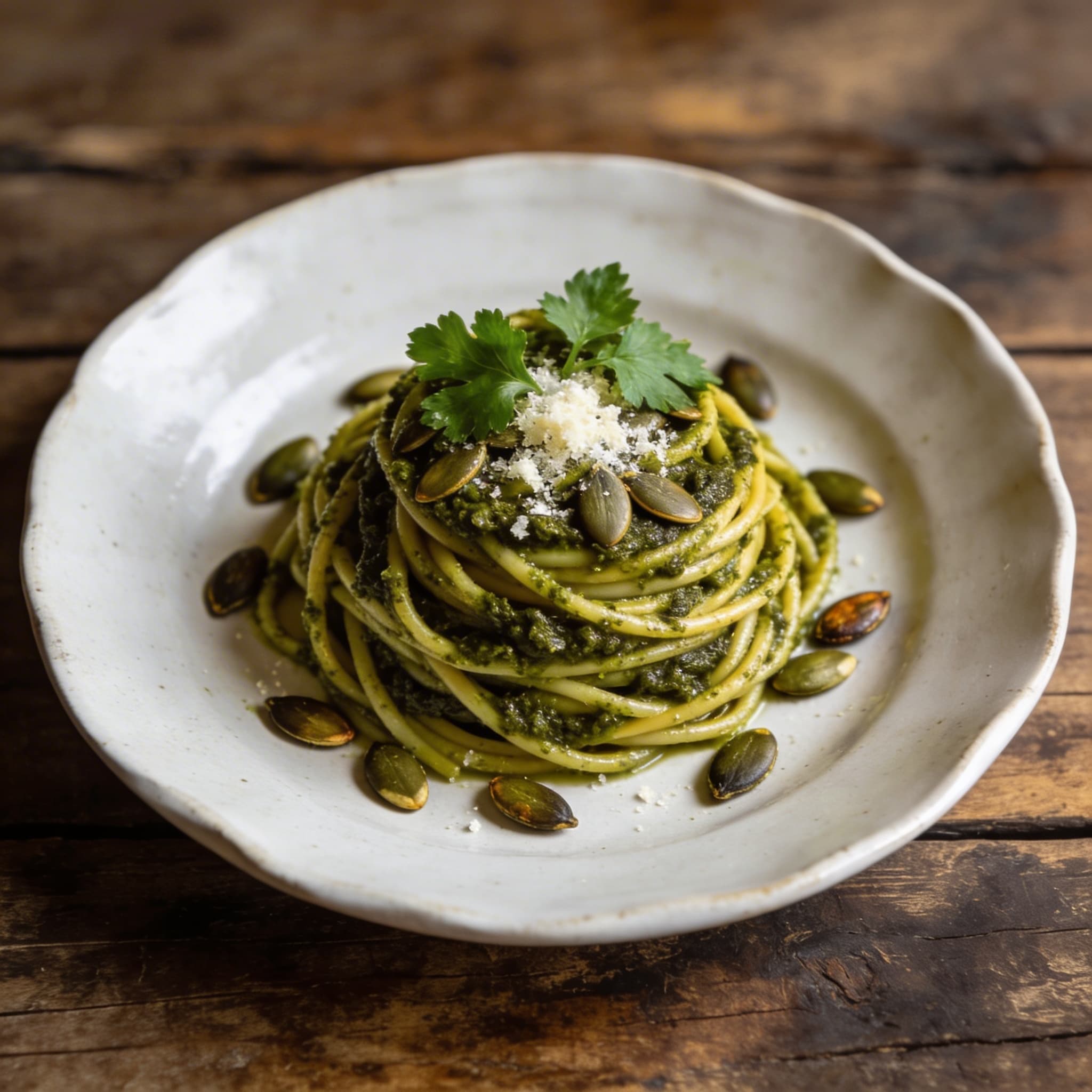 Linguine mit Kürbiskern-Pesto