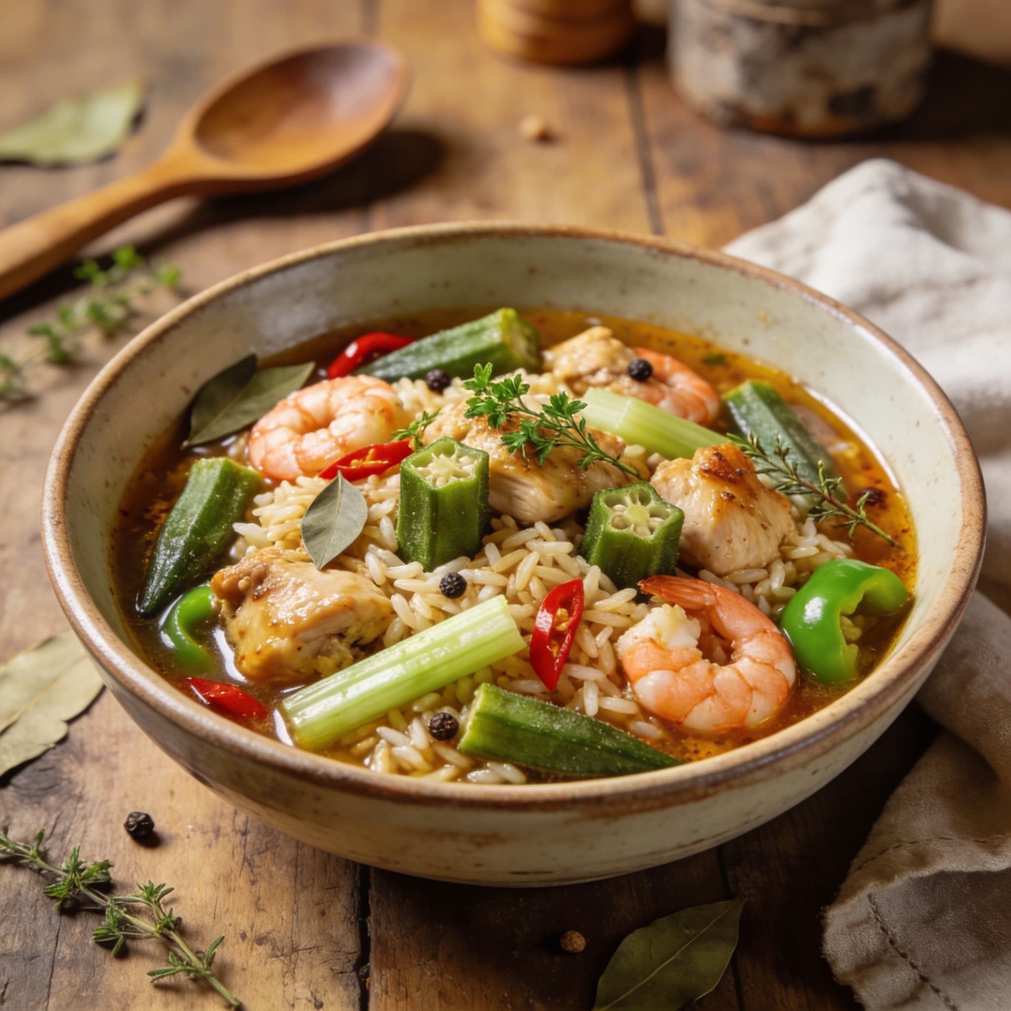 Würziges Hähnchen mit Okra