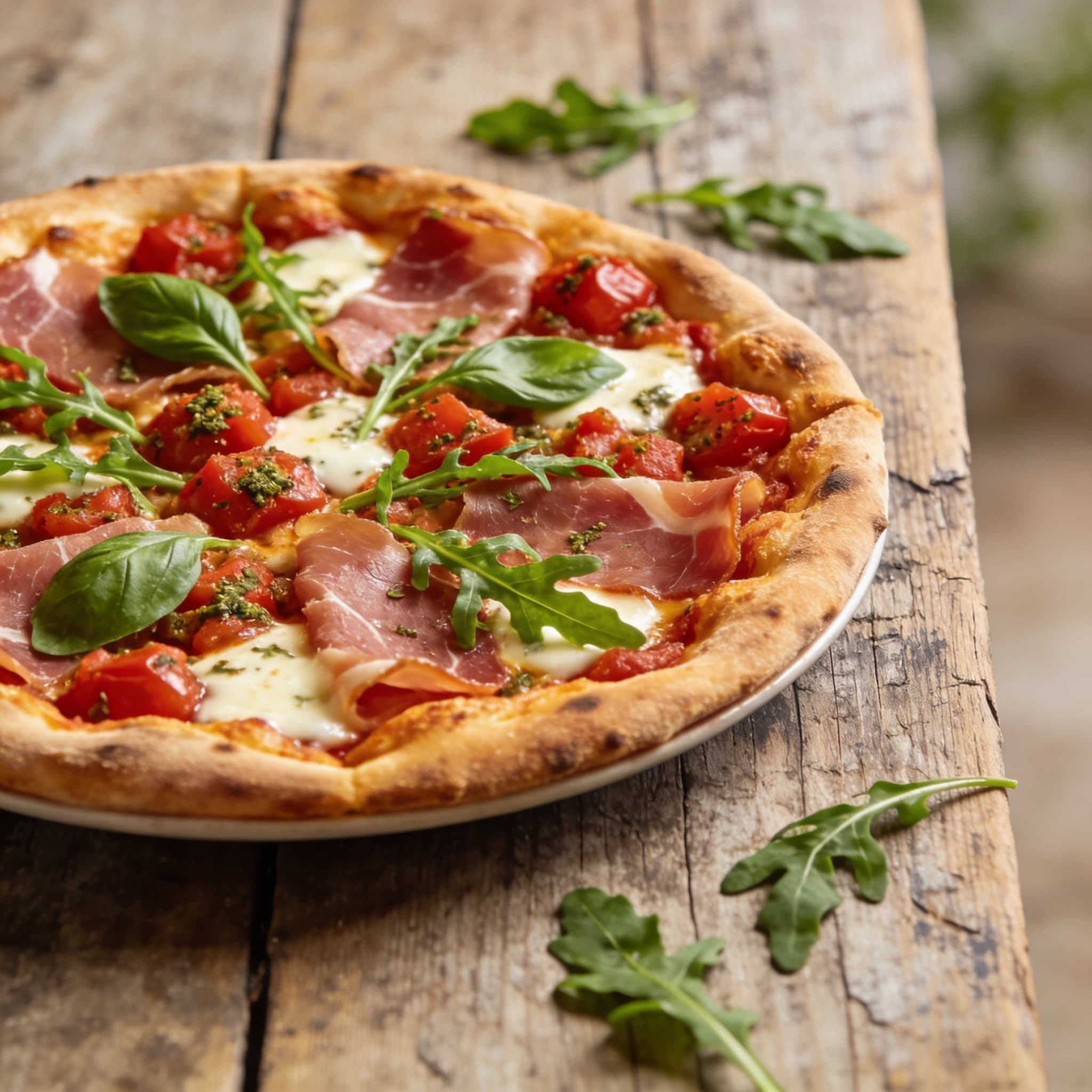 Schnelle Rucola-Schinken-Pizza