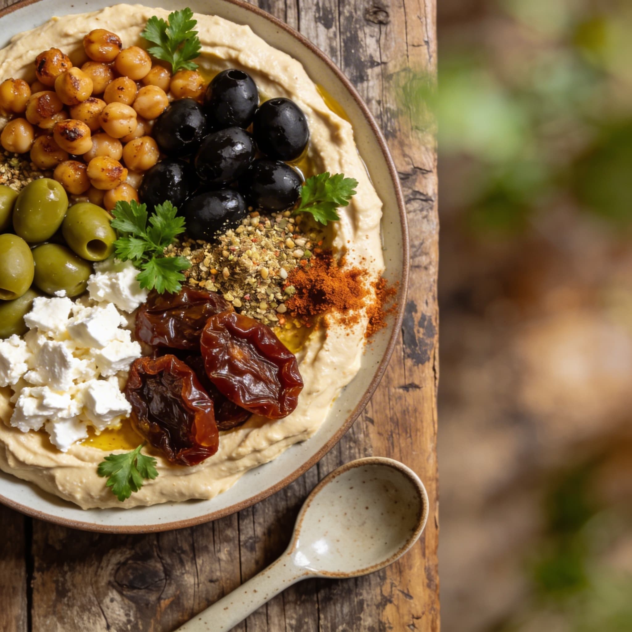 Bunter Hummus mit Toppings