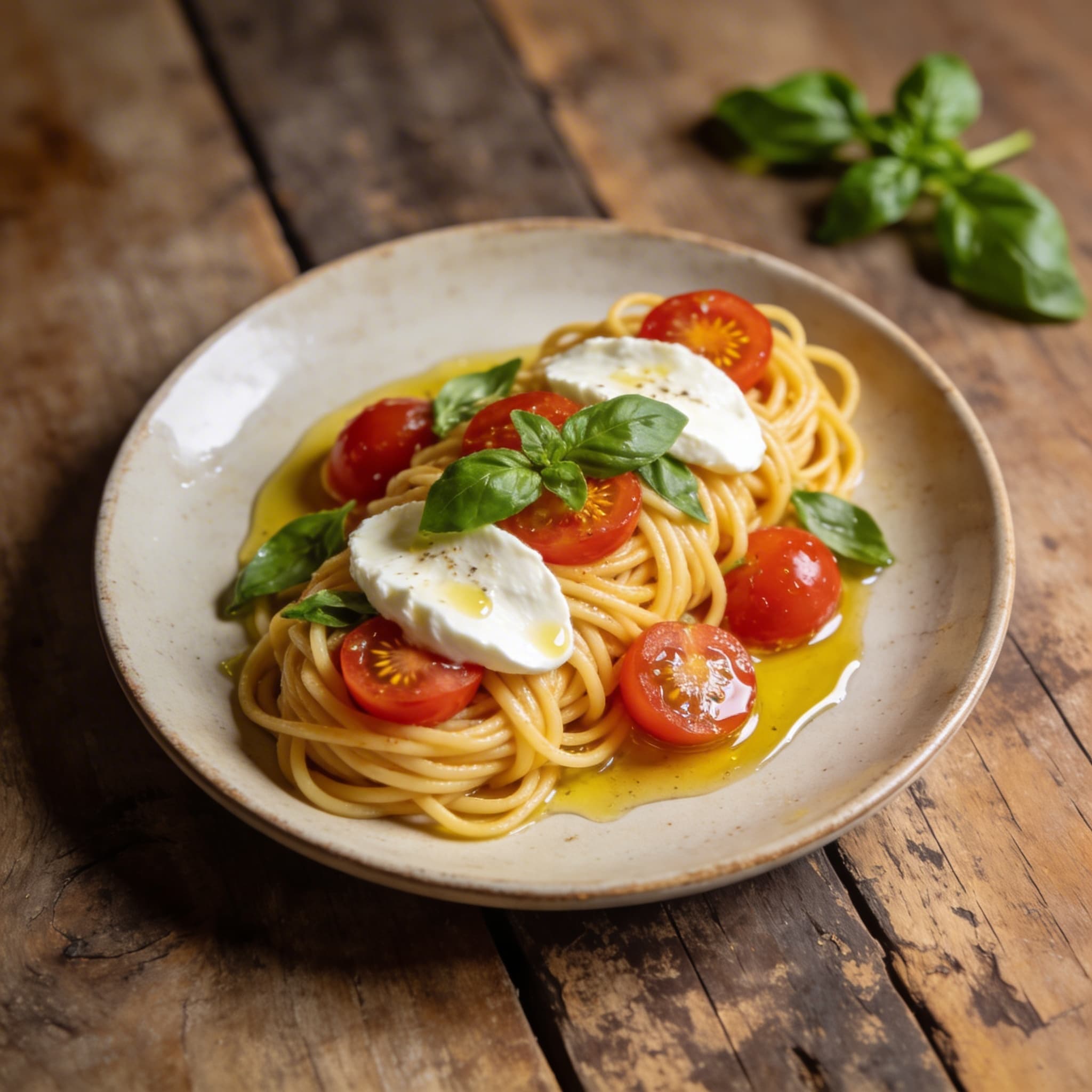 Spaghetti mit Tomaten-Mozzarella