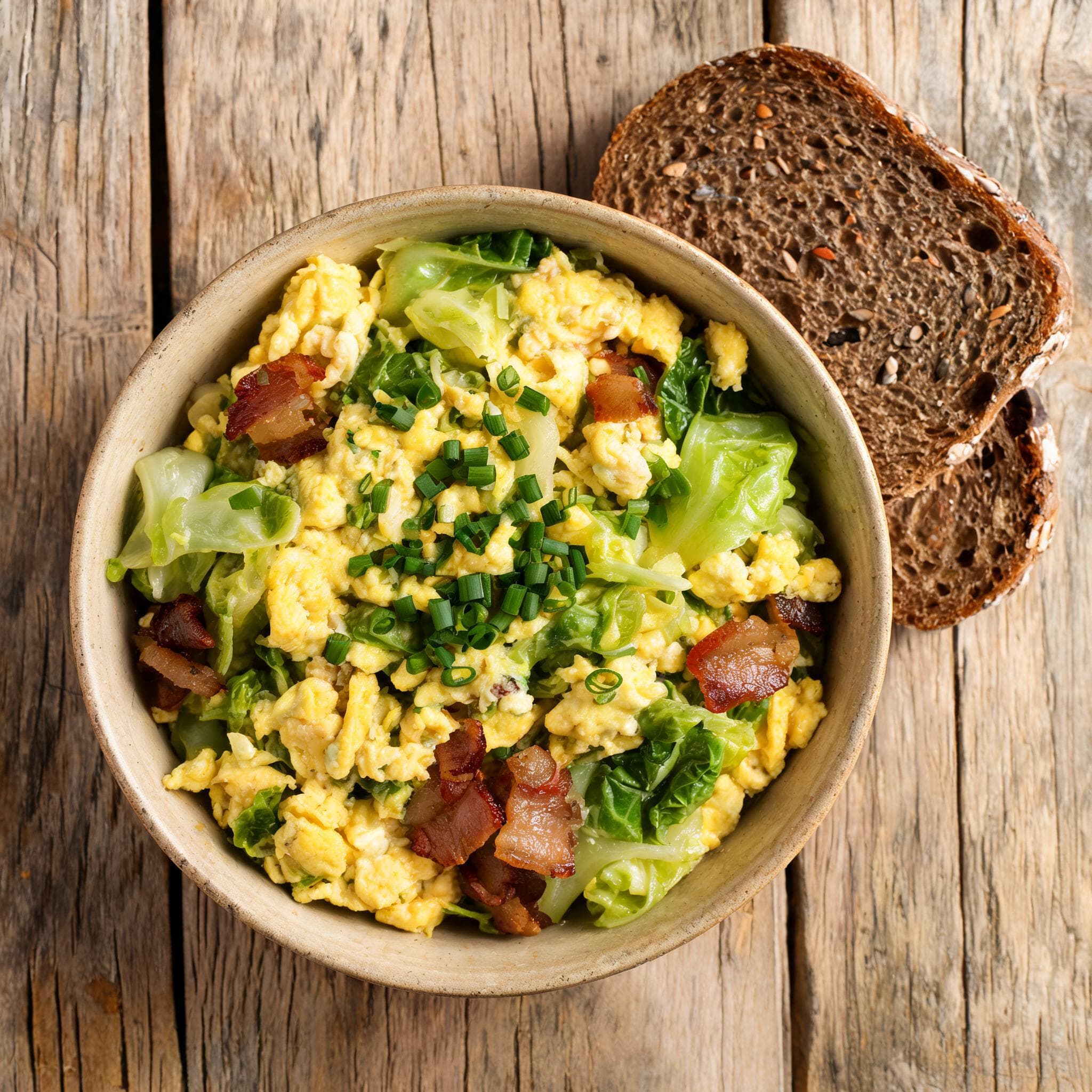 Savoy Cabbage Scramble with Bacon