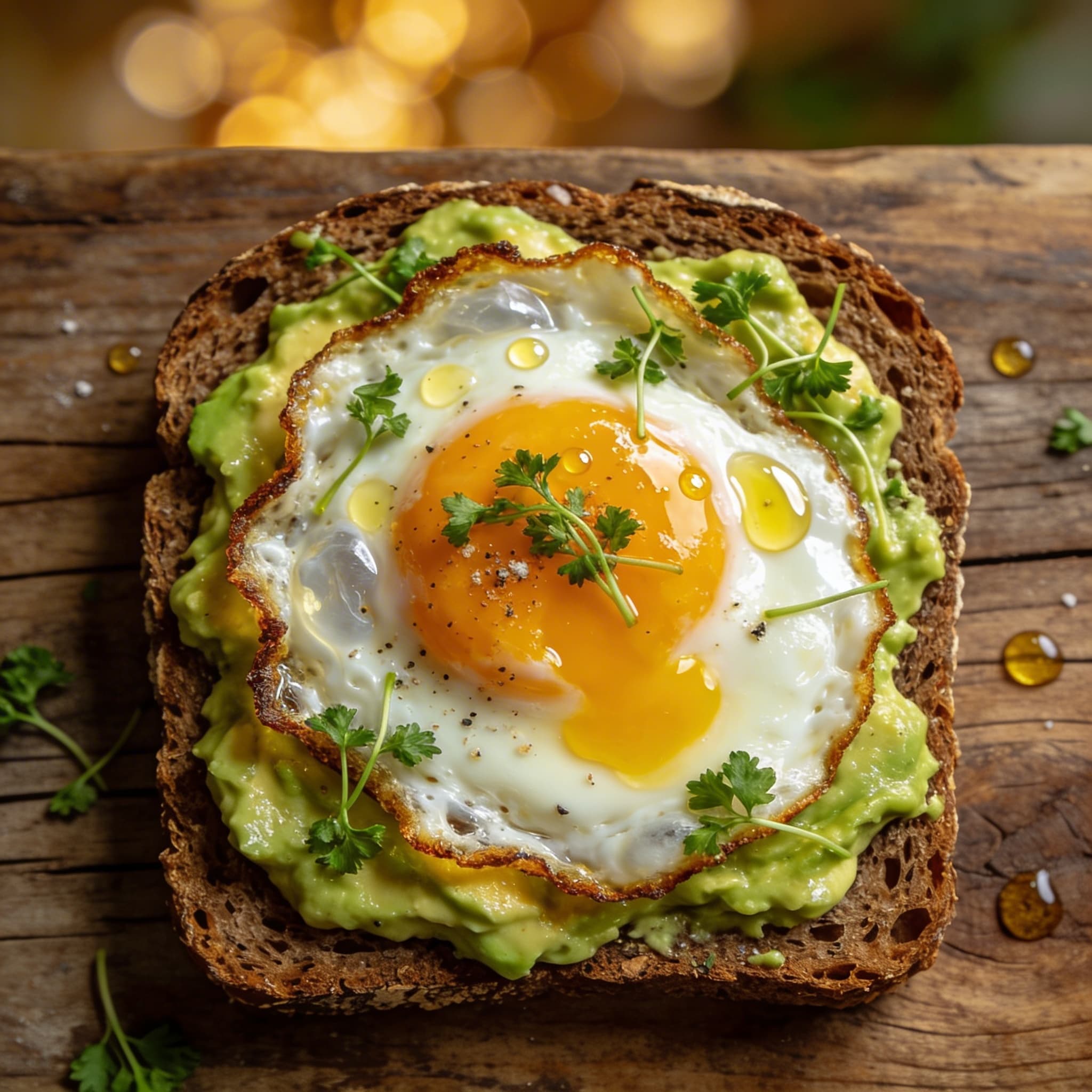 Roggenbrot mit Avocado und Spiegelei