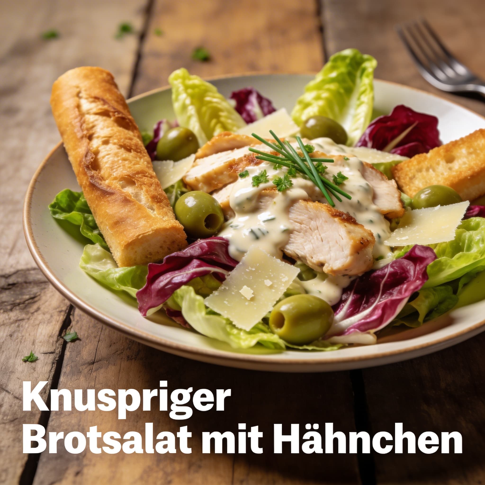 Knuspriger Brotsalat mit Hähnchen