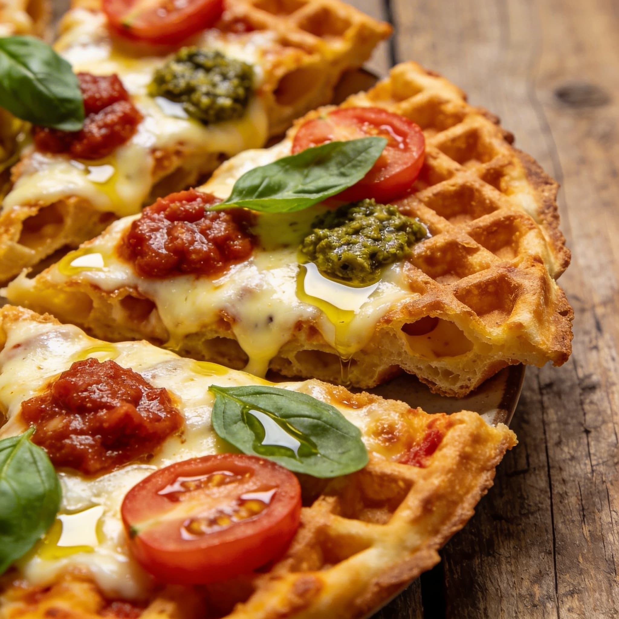 Knusprige Pizza-Waffeln mit Gruyère